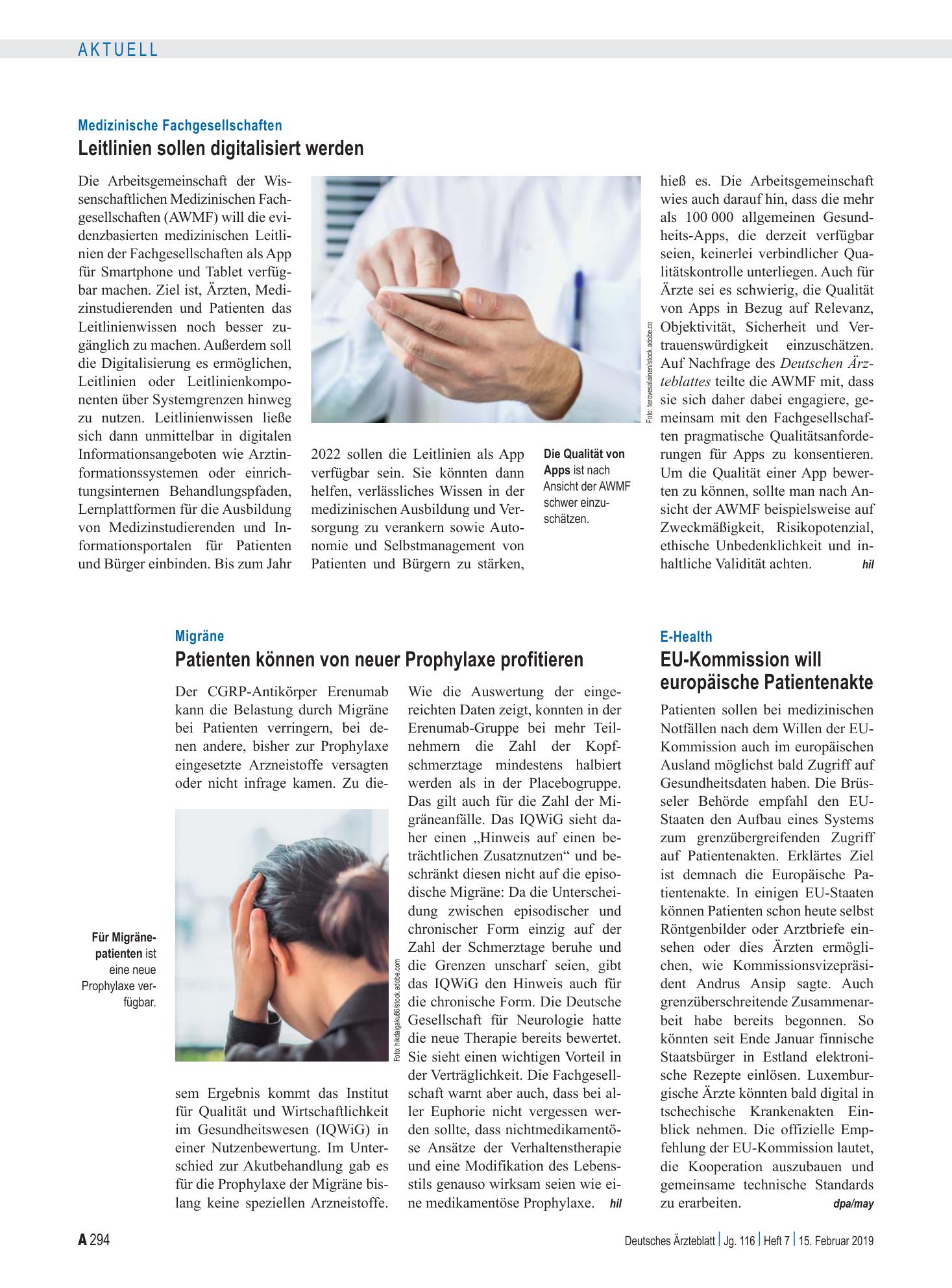 Vorschauseite 1: E-Health: EU-Kommission will europäische Patientenakte – Deutsches Ärzteblatt