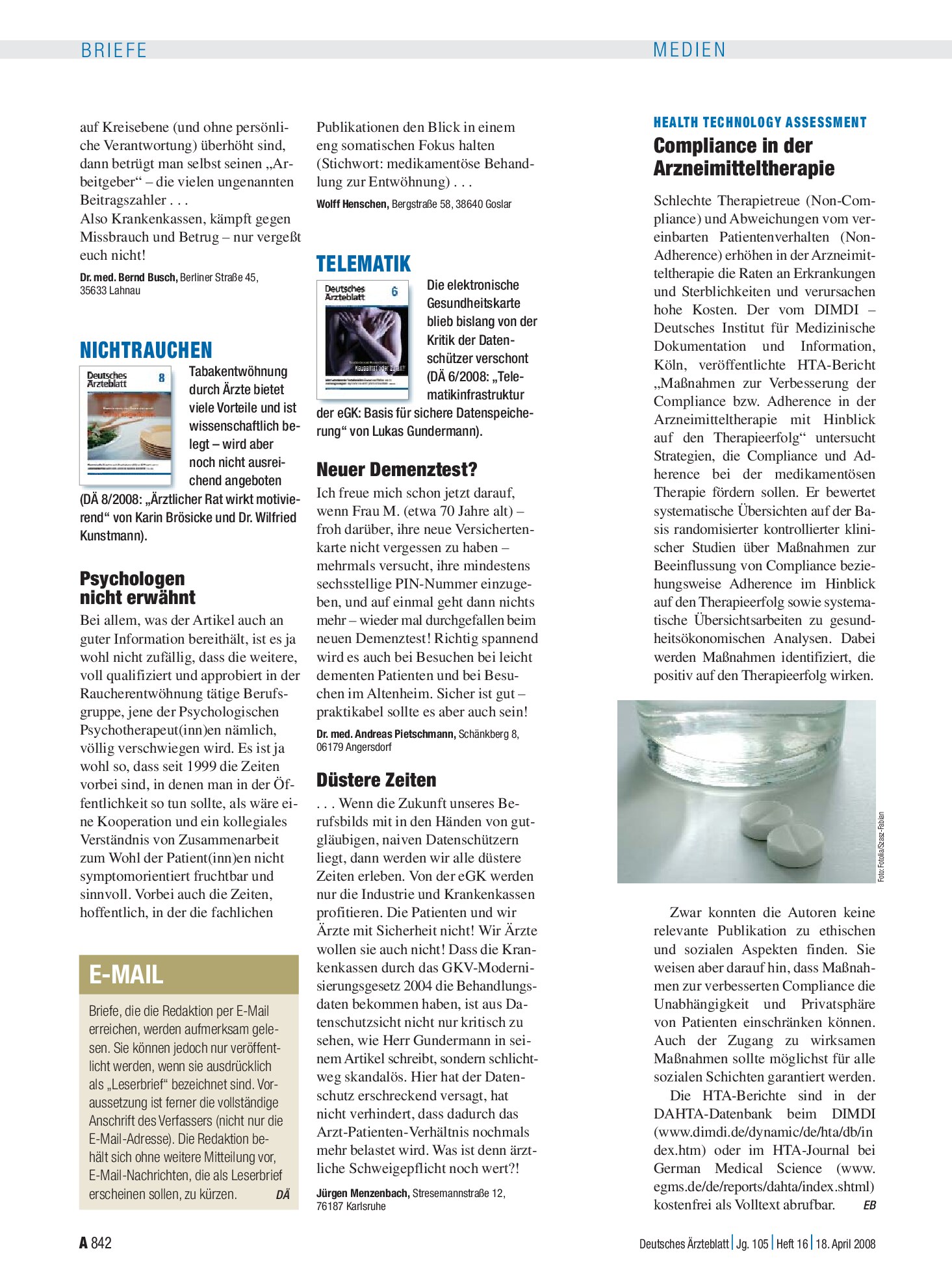 Vorschauseite 1: Telematik: Düstere Zeiten – Deutsches Ärzteblatt