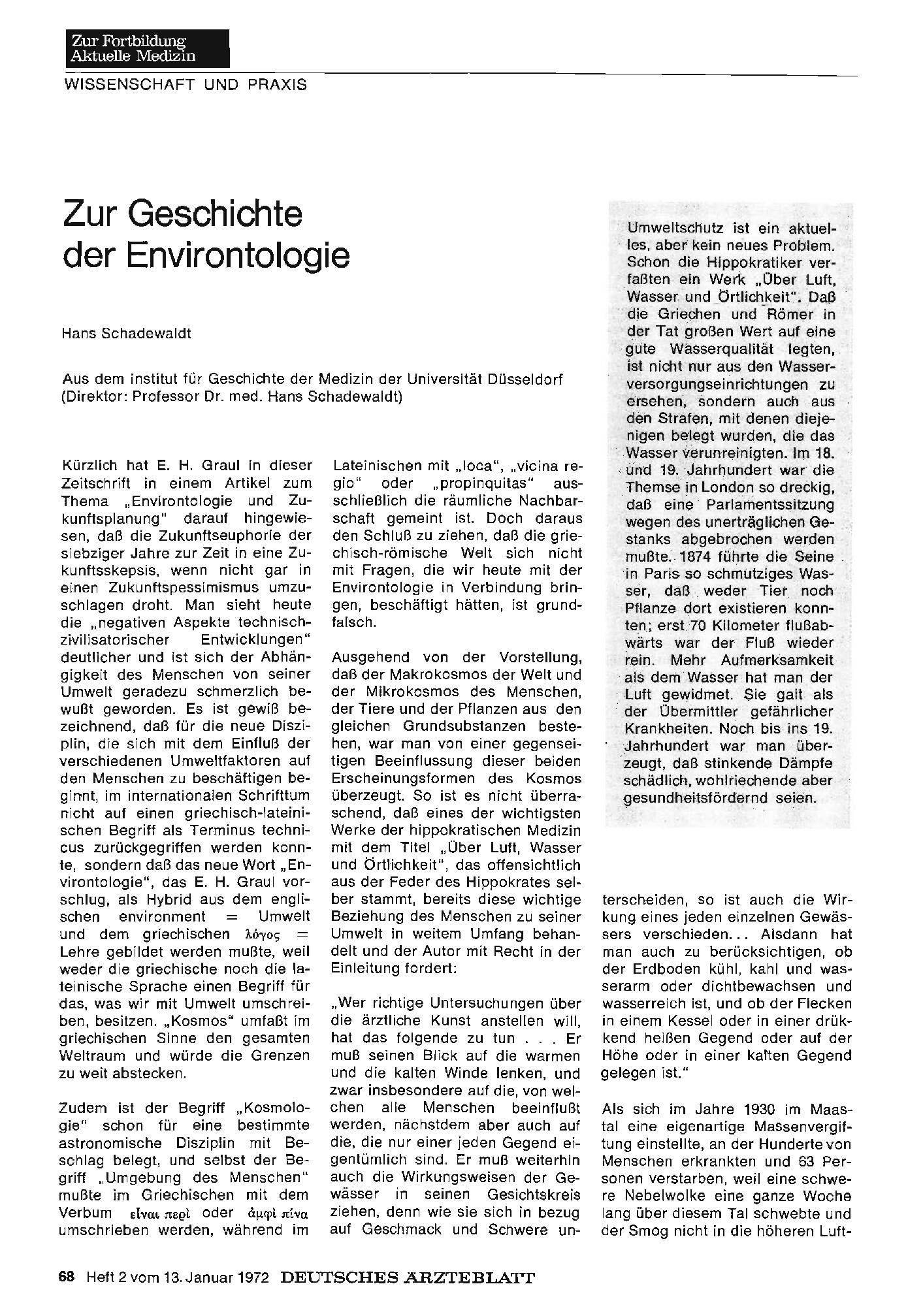 Vorschauseite 1: Zur Geschichte der Environtologie