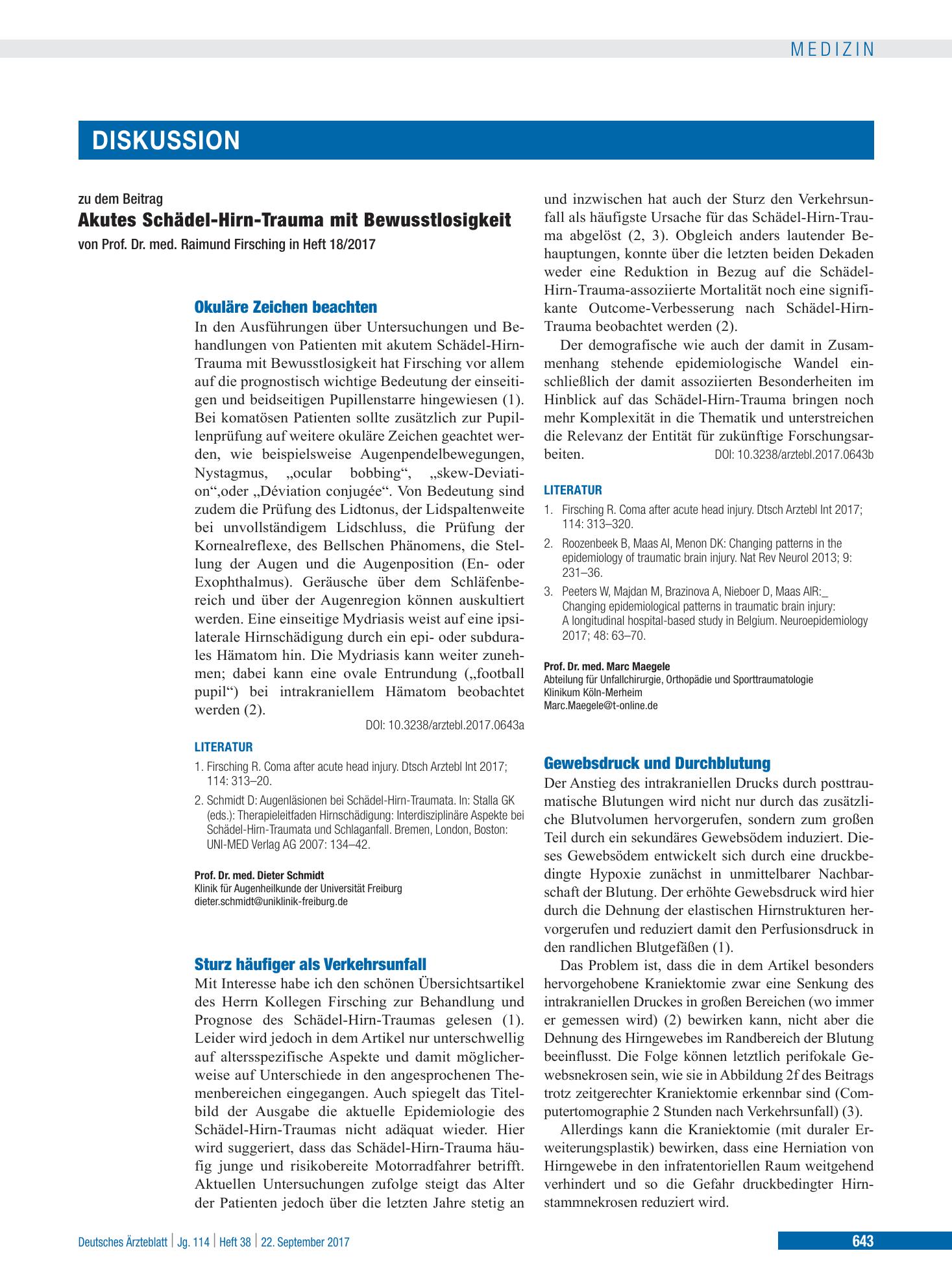 Vorschauseite 1: Okuläre Zeichen beachten – Deutsches Ärzteblatt