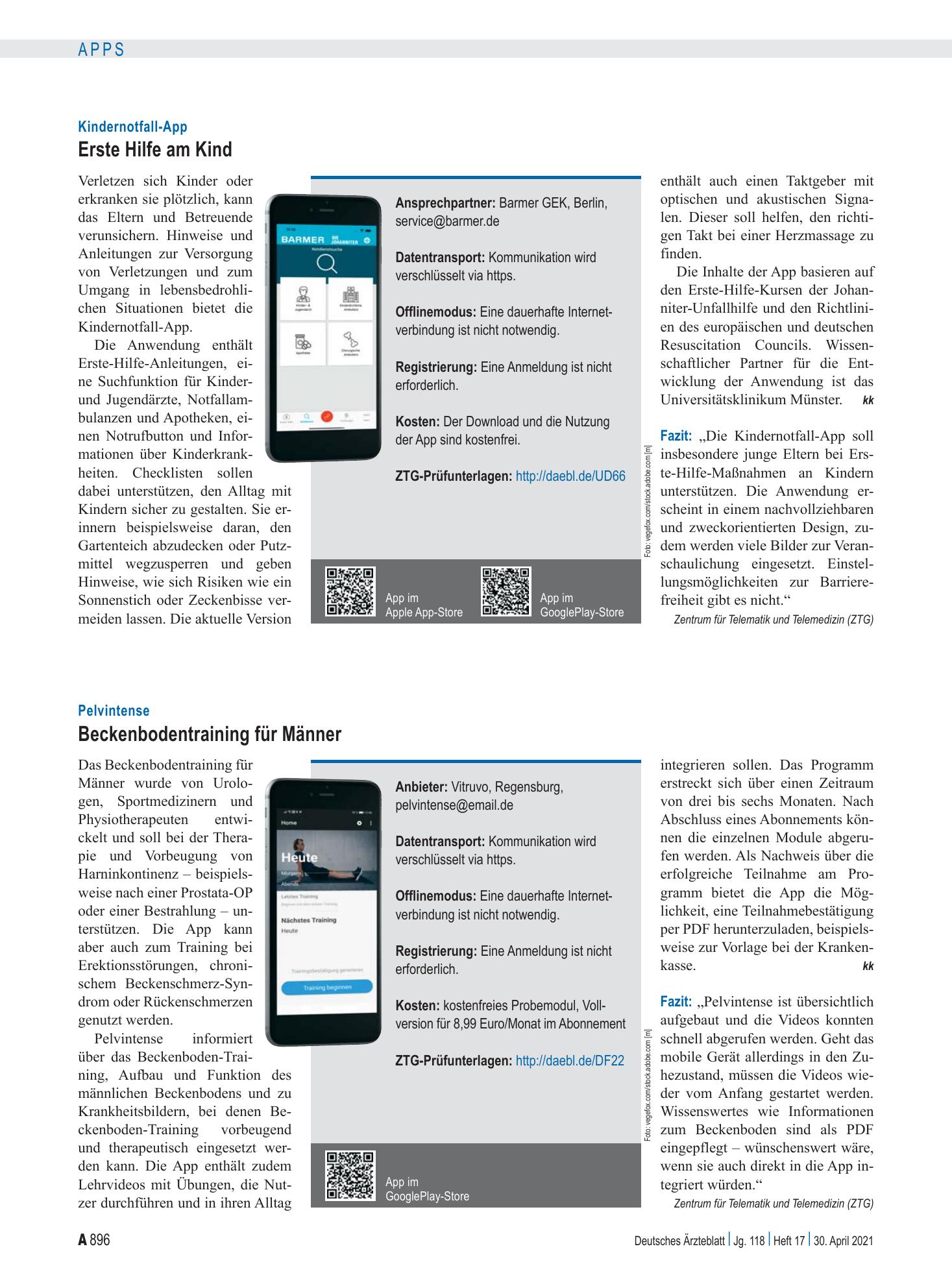 Vorschauseite 1: Kindernotfall-App: Erste Hilfe am Kind – Deutsches Ärzteblatt