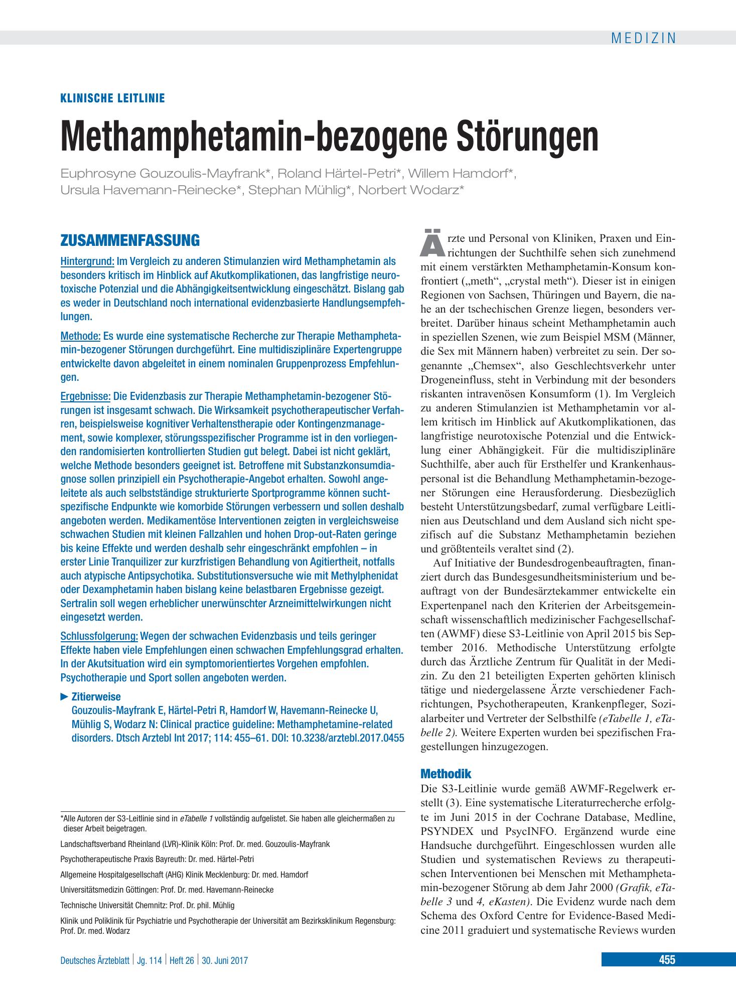 Vorschauseite 1: Methamphetamin-bezogene Störungen – Deutsches Ärzteblatt