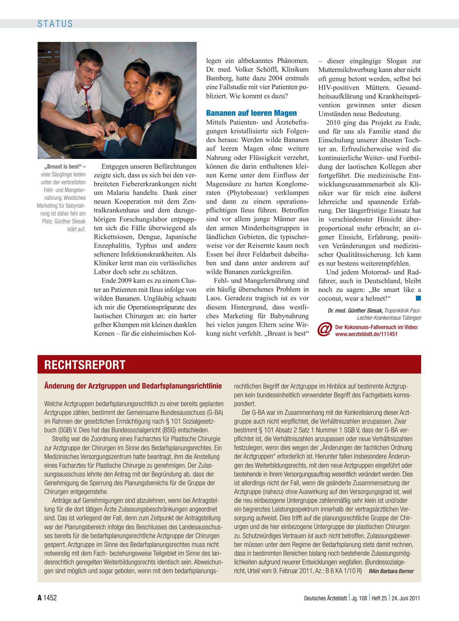 Vorschauseite 1: Änderung der Arztgruppen und Bedarfsplanungsrichtlinie – Deutsches Ärzteblatt