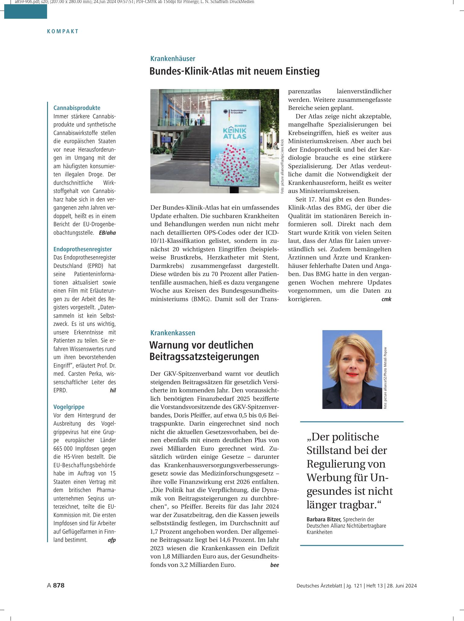Vorschauseite 1: Zitat – Deutsches Ärzteblatt