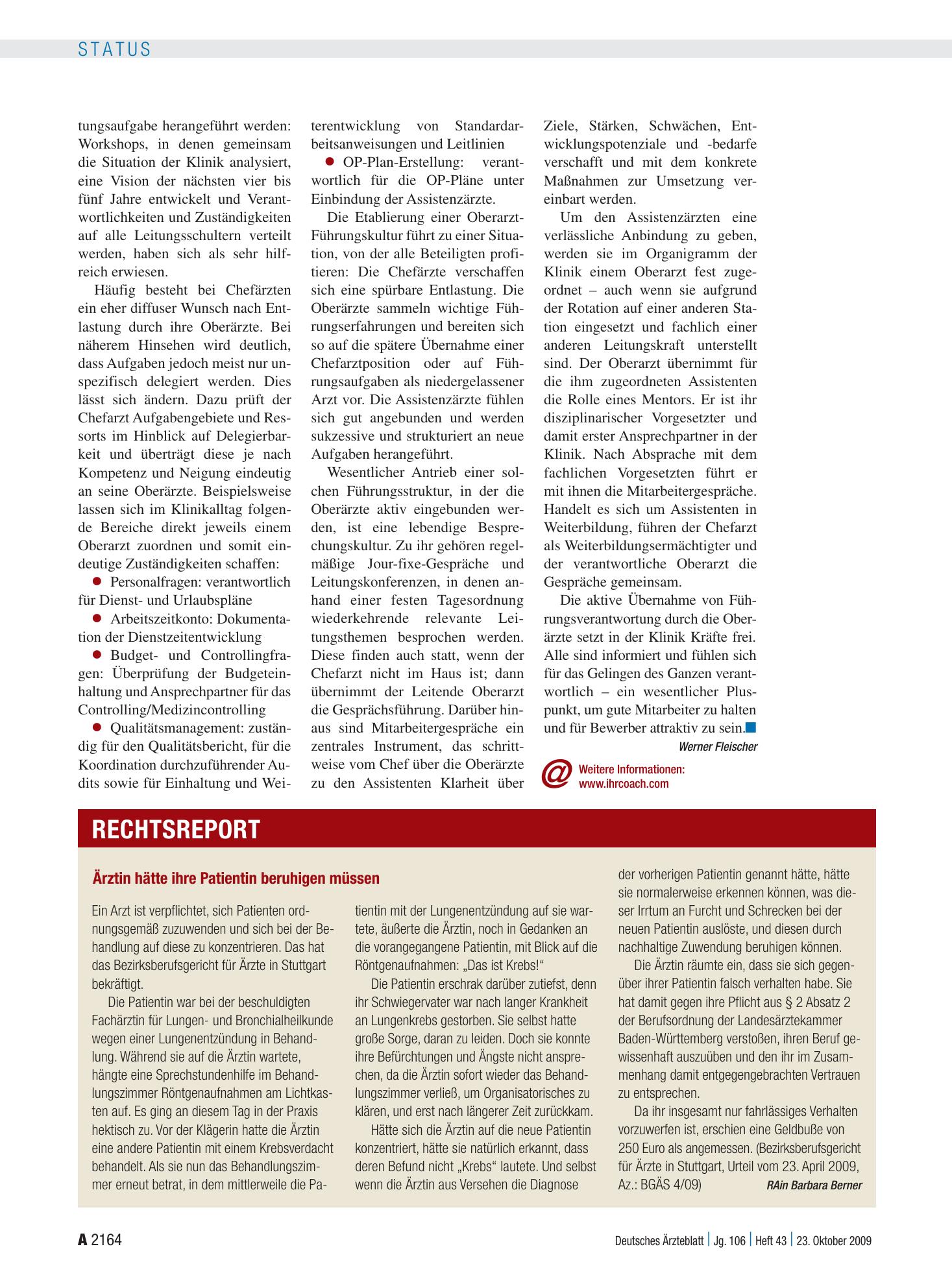 Vorschauseite 1: Ärztin hätte ihre Patientin beruhigen müssen – Deutsches Ärzteblatt