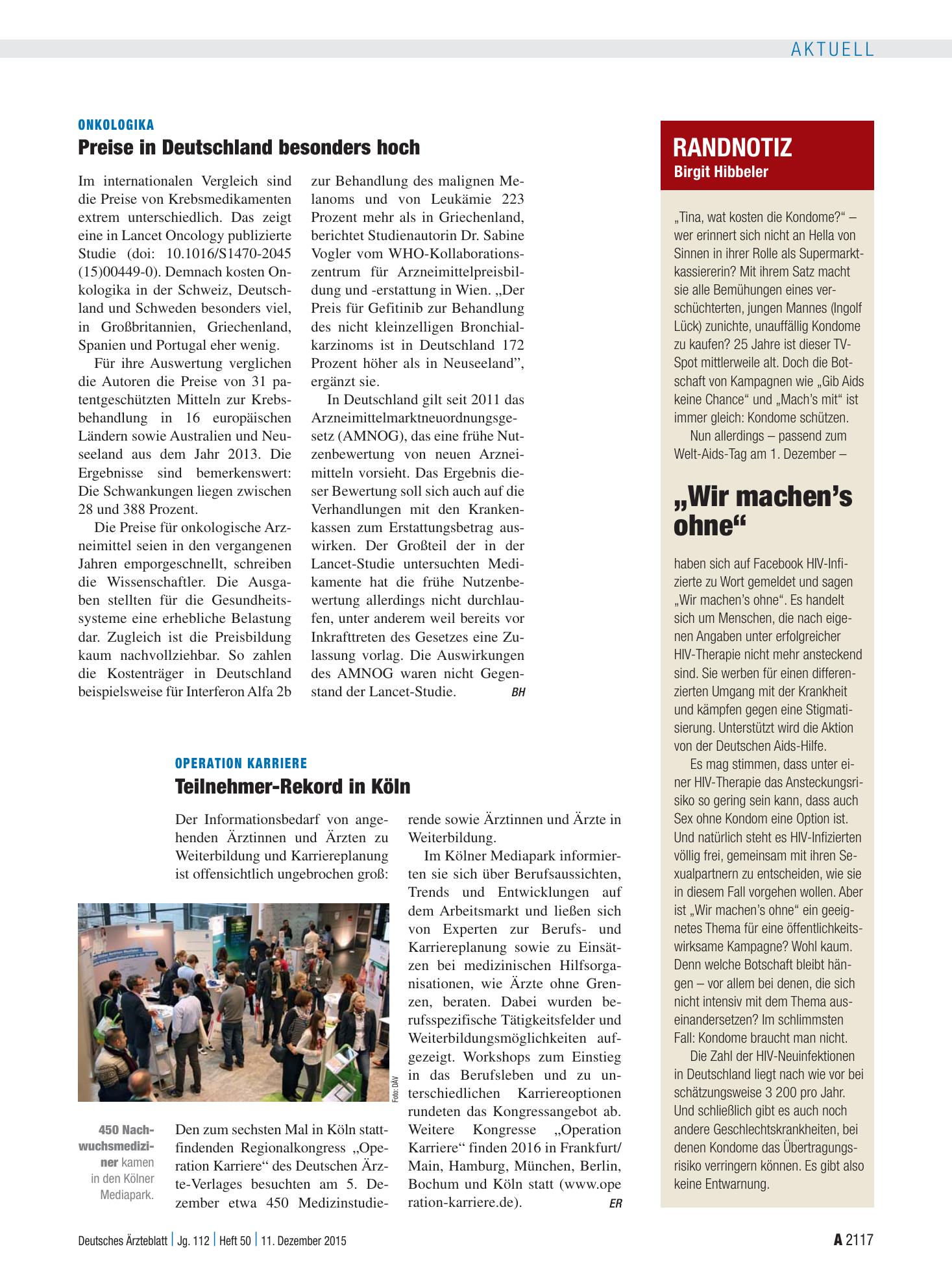 Vorschauseite 1: Randnotiz: „Wir machen’s ohne“ – Deutsches Ärzteblatt