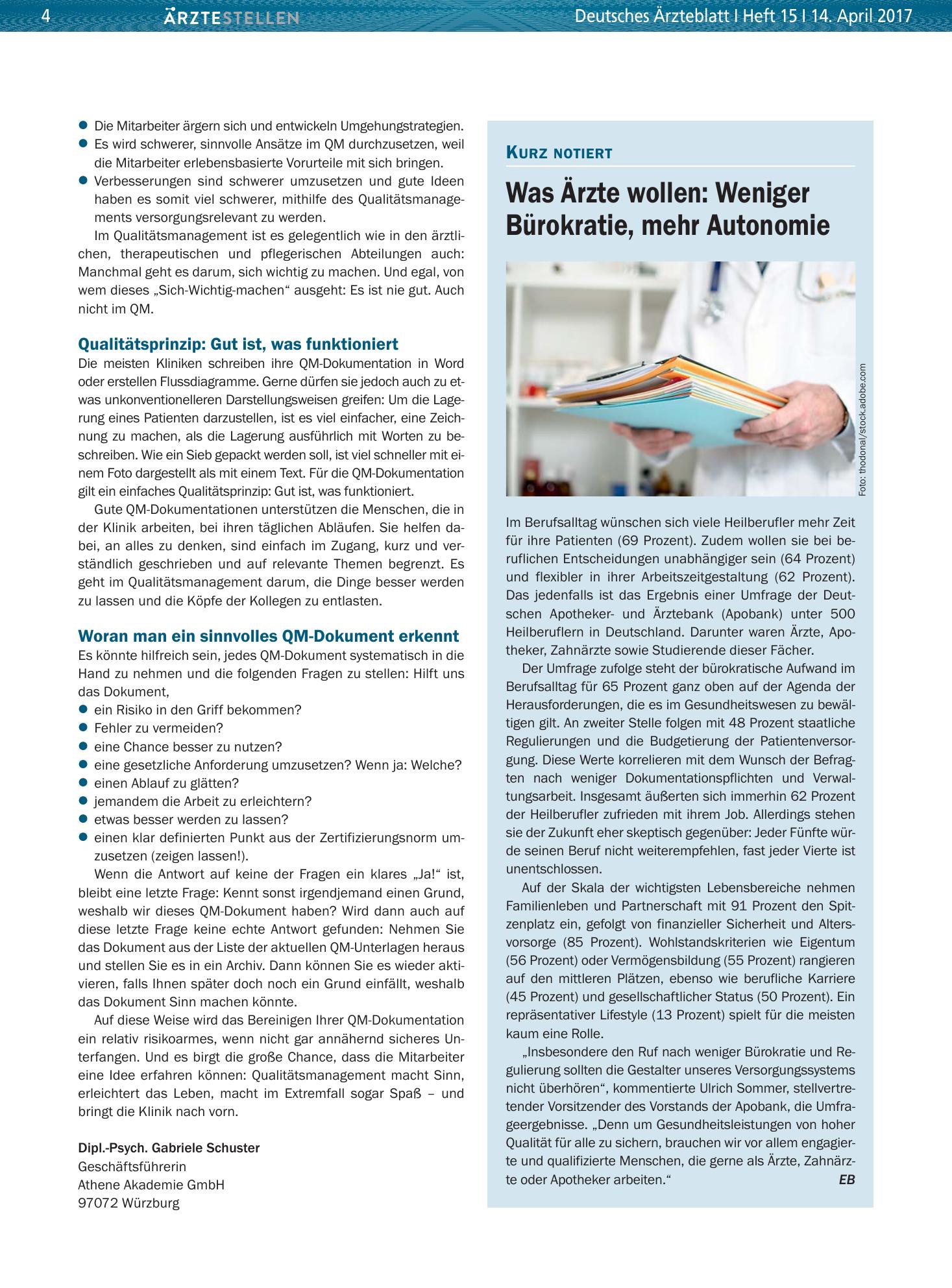 Vorschauseite 1: Was Ärzte wollen: Weniger Bürokratie, mehr Autonomie – Deutsches Ärzteblatt