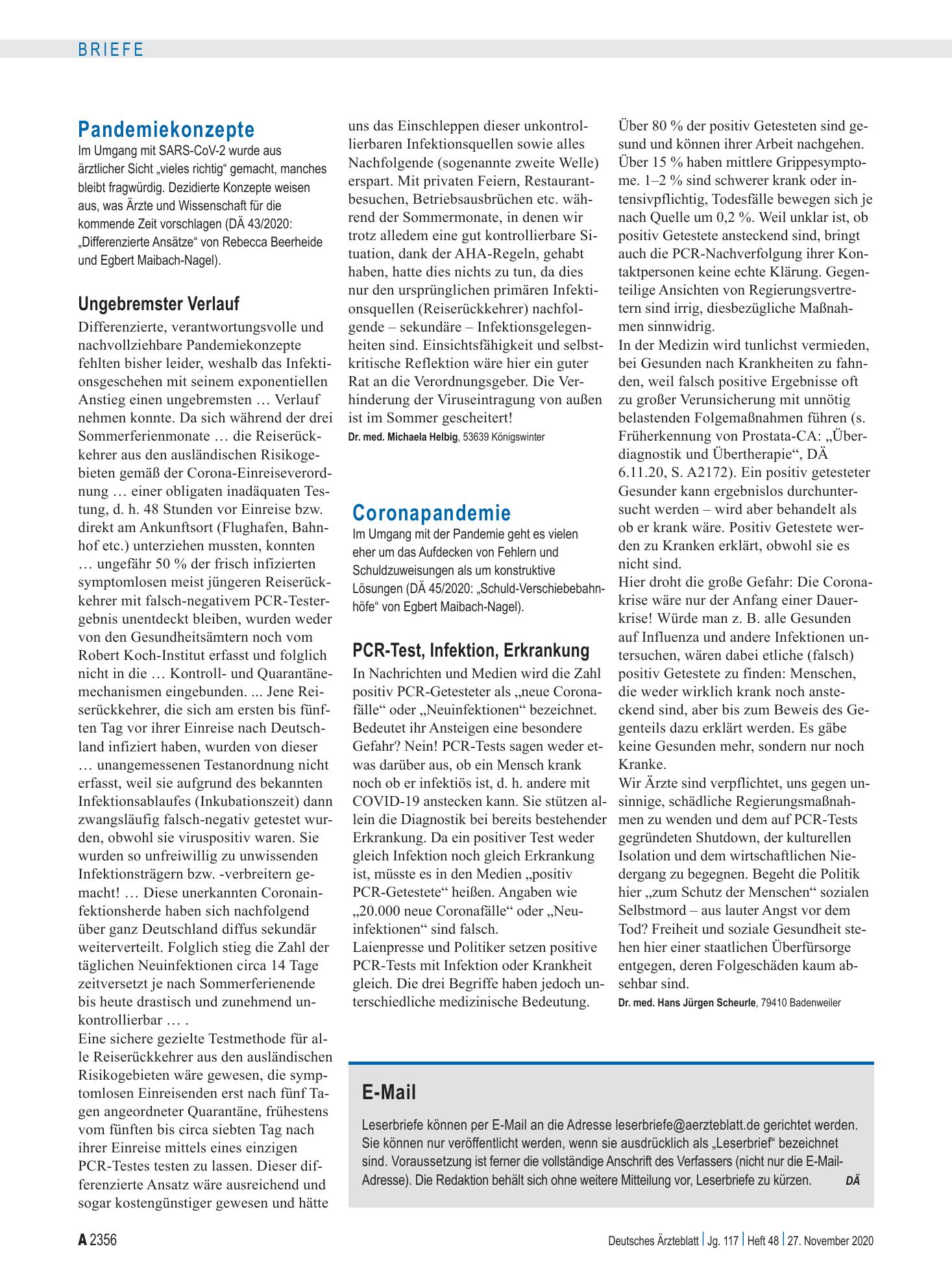 Vorschauseite 1: Pandemiekonzepte: Ungebremster Verlauf – Deutsches Ärzteblatt