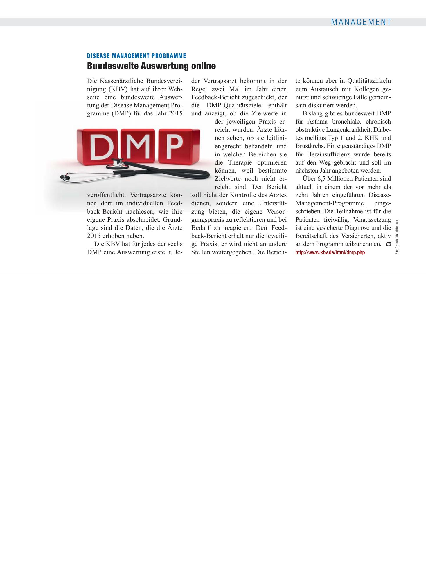 Vorschauseite 1: Disease Management Programme: Bundesweite Auswertung online – Deutsches Ärzteblatt