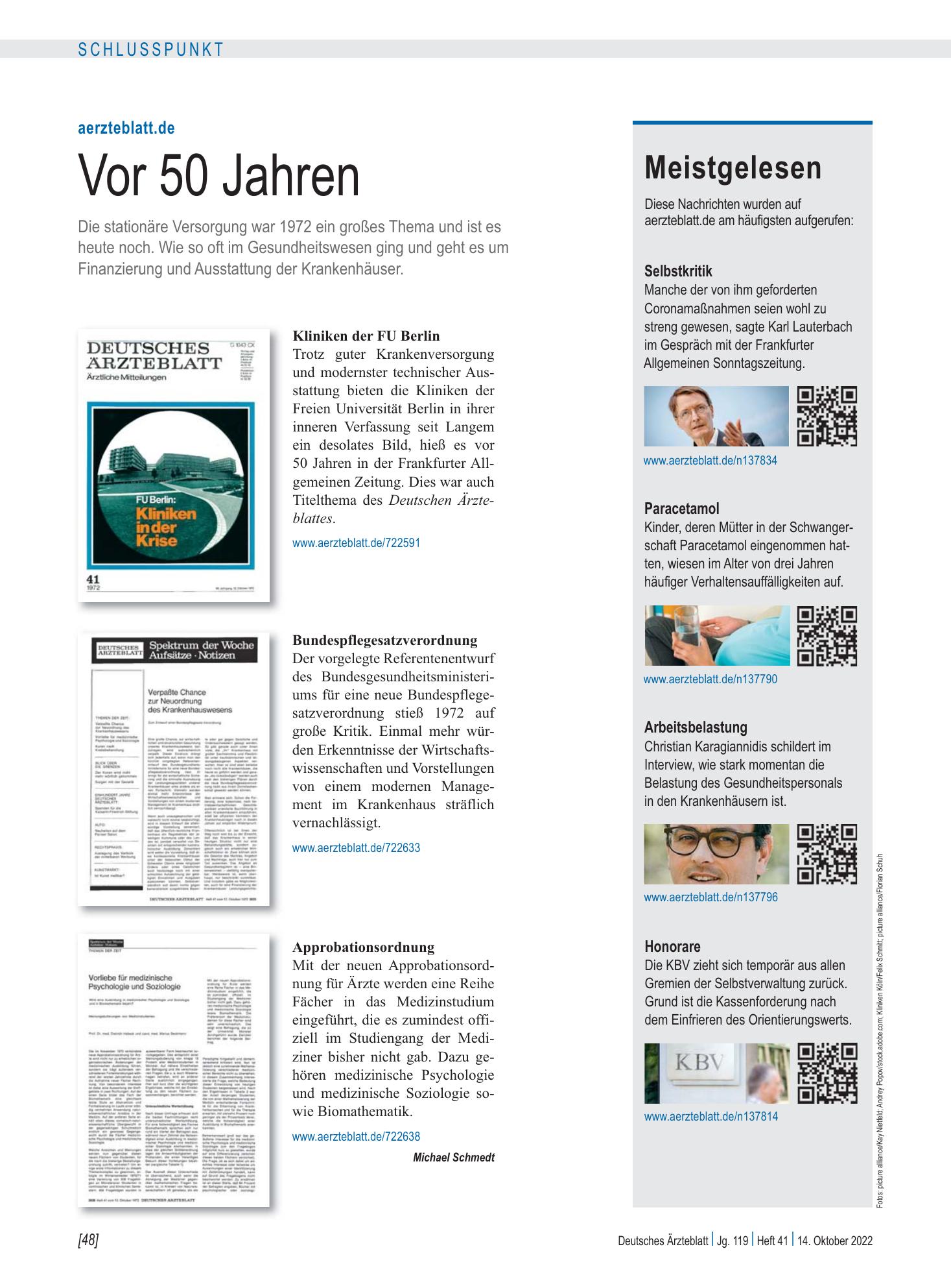 Vorschauseite 1: Meistgelesen – Deutsches Ärzteblatt