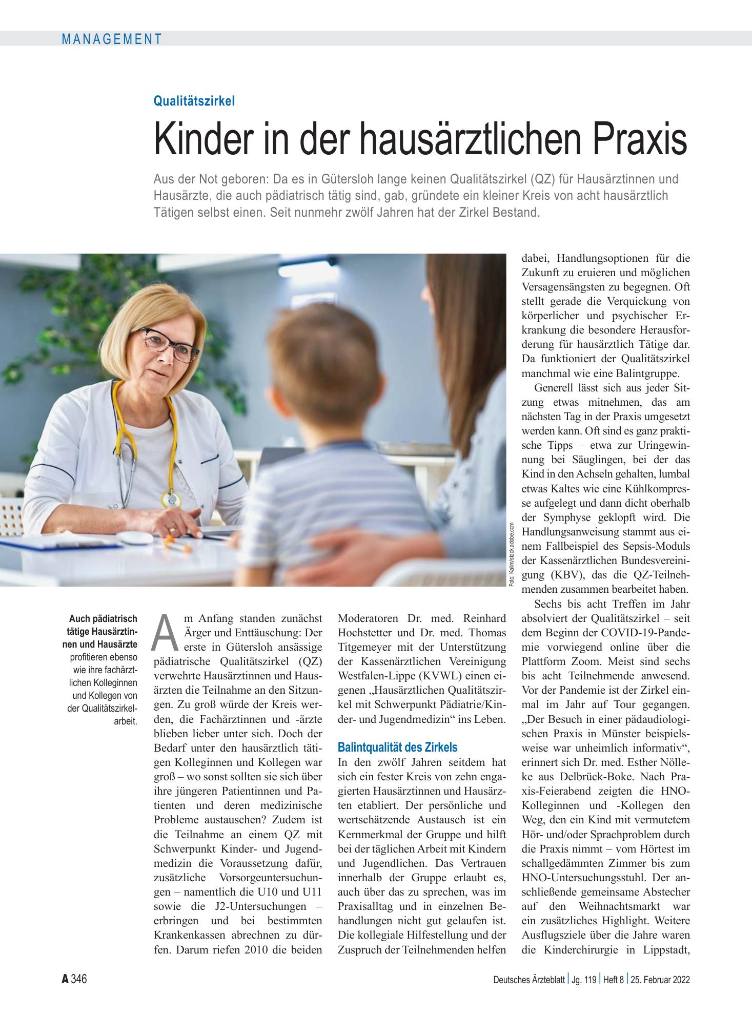 Vorschauseite 1: Qualitätszirkel: Kinder in der hausärztlichen Praxis – Deutsches Ärzteblatt