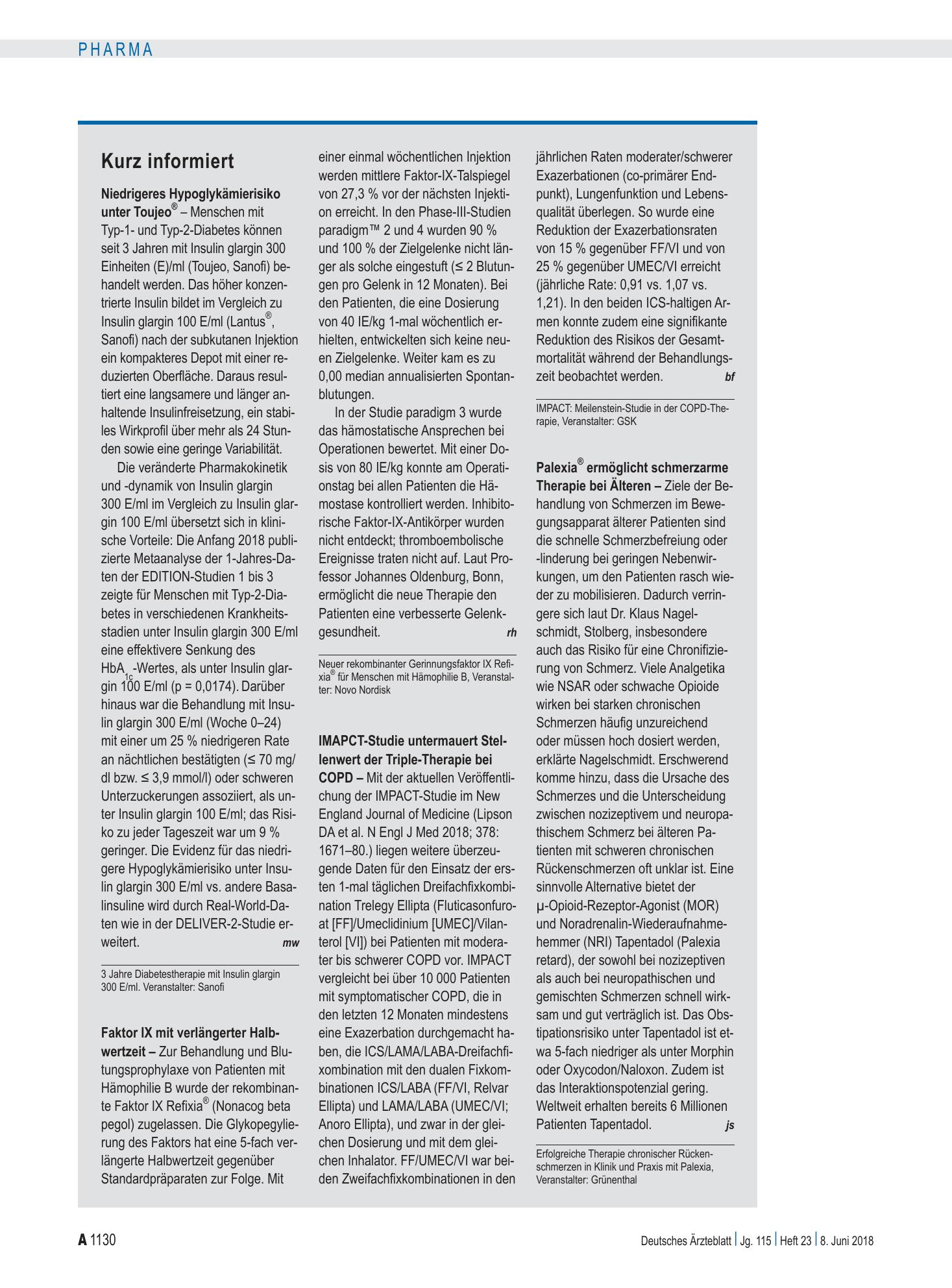 Vorschauseite 1: Kurz informiert – Deutsches Ärzteblatt