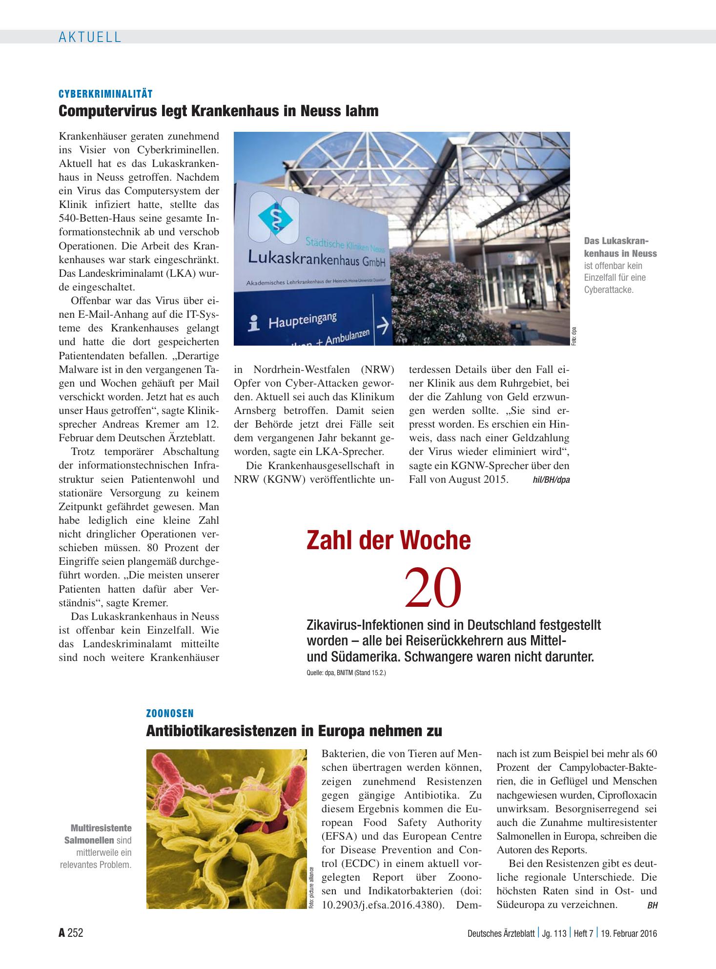 Vorschauseite 1: Zahl der Woche 20 – Deutsches Ärzteblatt
