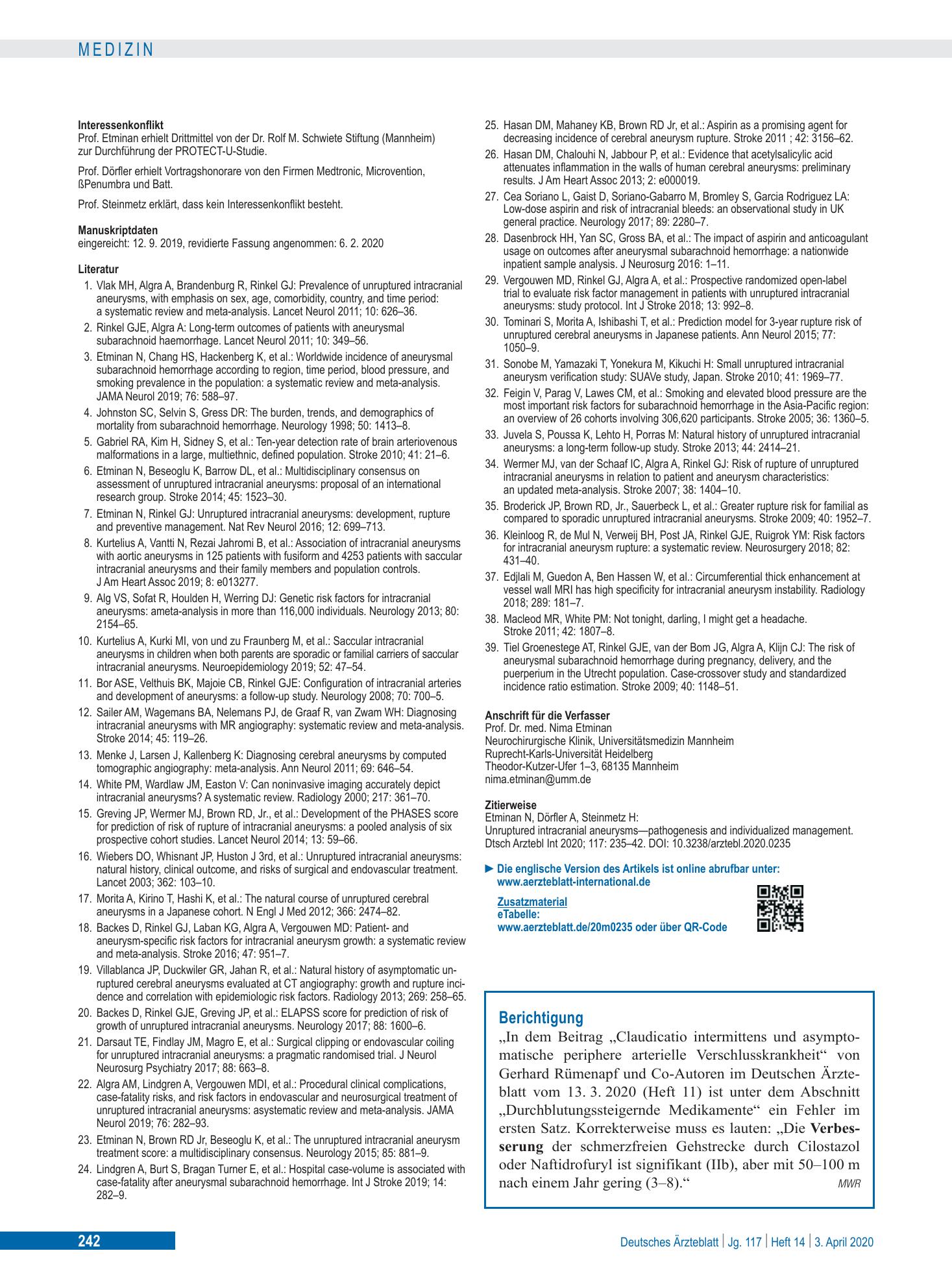 Vorschauseite 1: Berichtigung – Deutsches Ärzteblatt