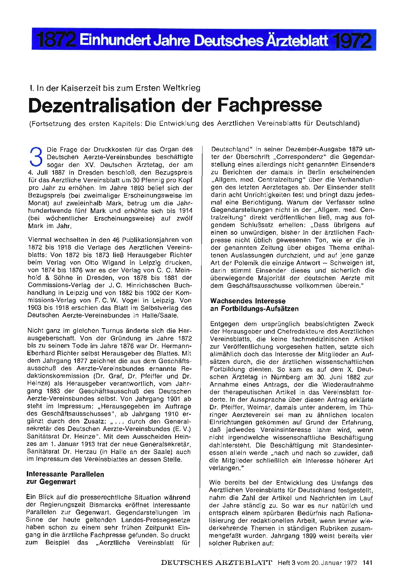 Vorschauseite 1: I. In der Kaiserzeit bis zum Ersten Weltkrieg: Dezentralisation der Fachpresse
