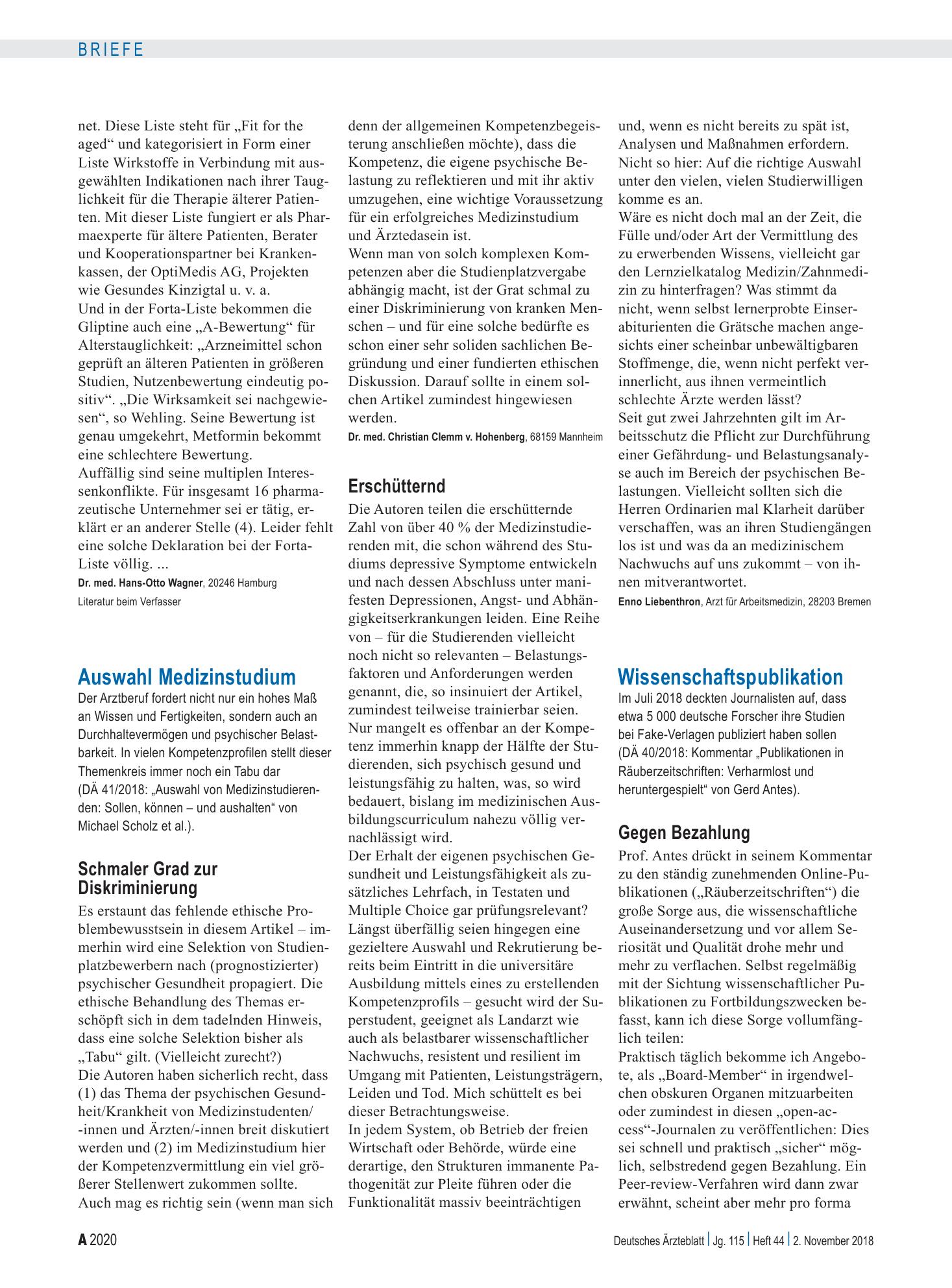 Vorschauseite 1: Auswahl Medizinstudium: Erschütternd – Deutsches Ärzteblatt