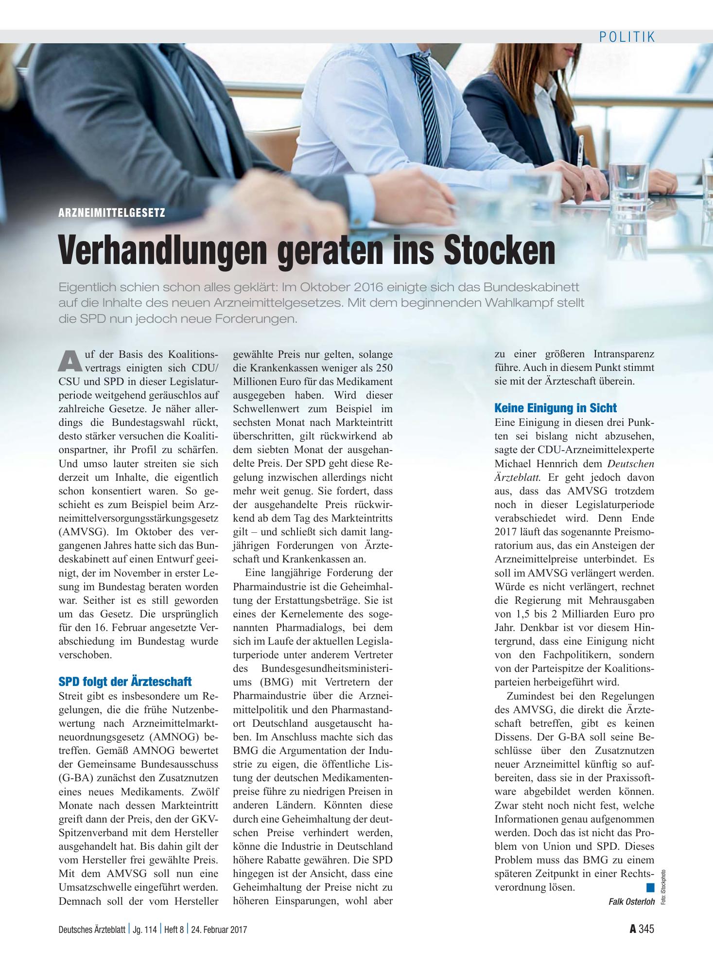 Vorschauseite 1: Arzneimittelgesetz: Verhandlungen geraten ins Stocken – Deutsches Ärzteblatt
