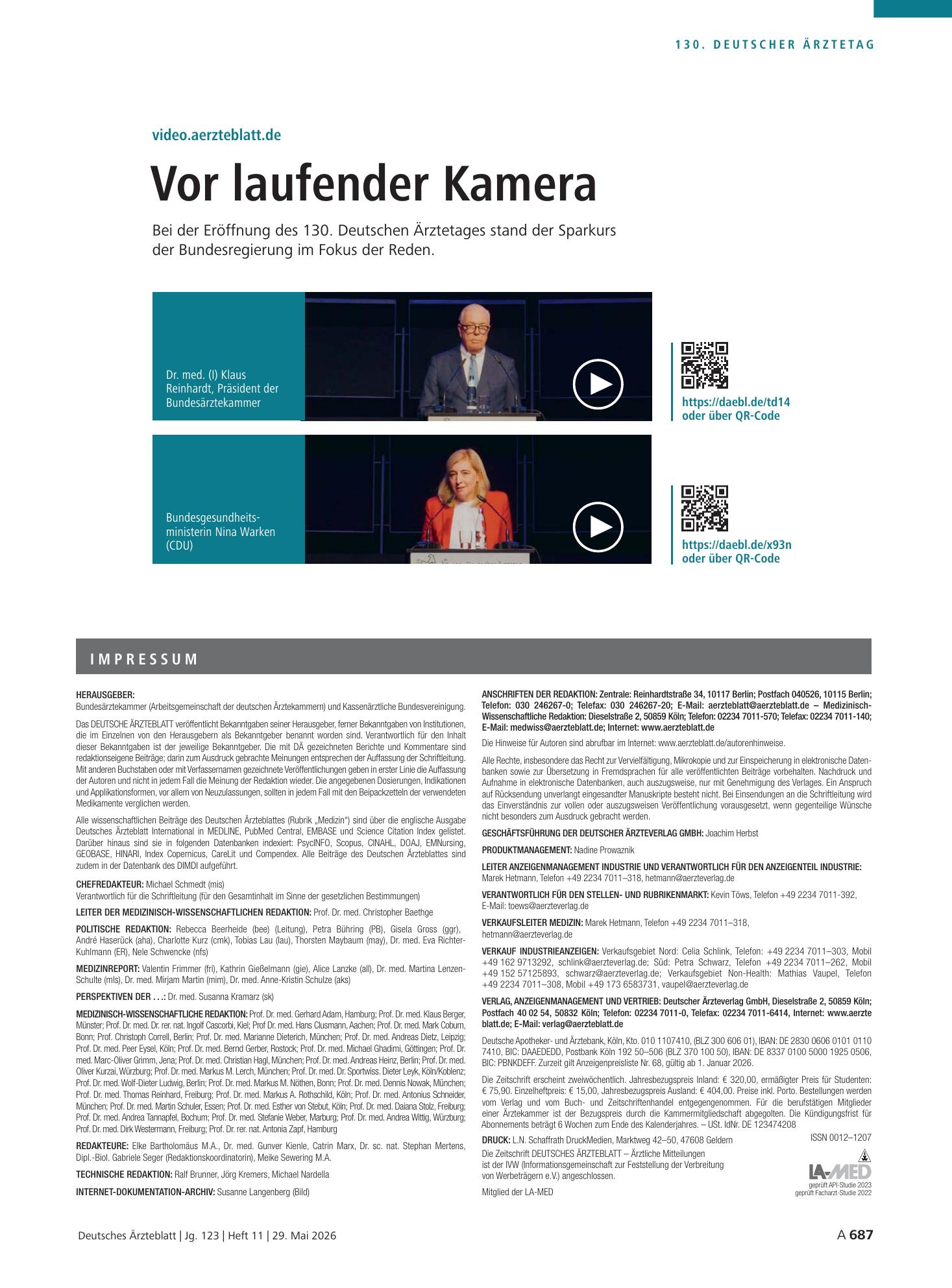 Vorschauseite 1: video.aerzteblatt.de: Vor laufender Kamera – Deutsches Ärzteblatt