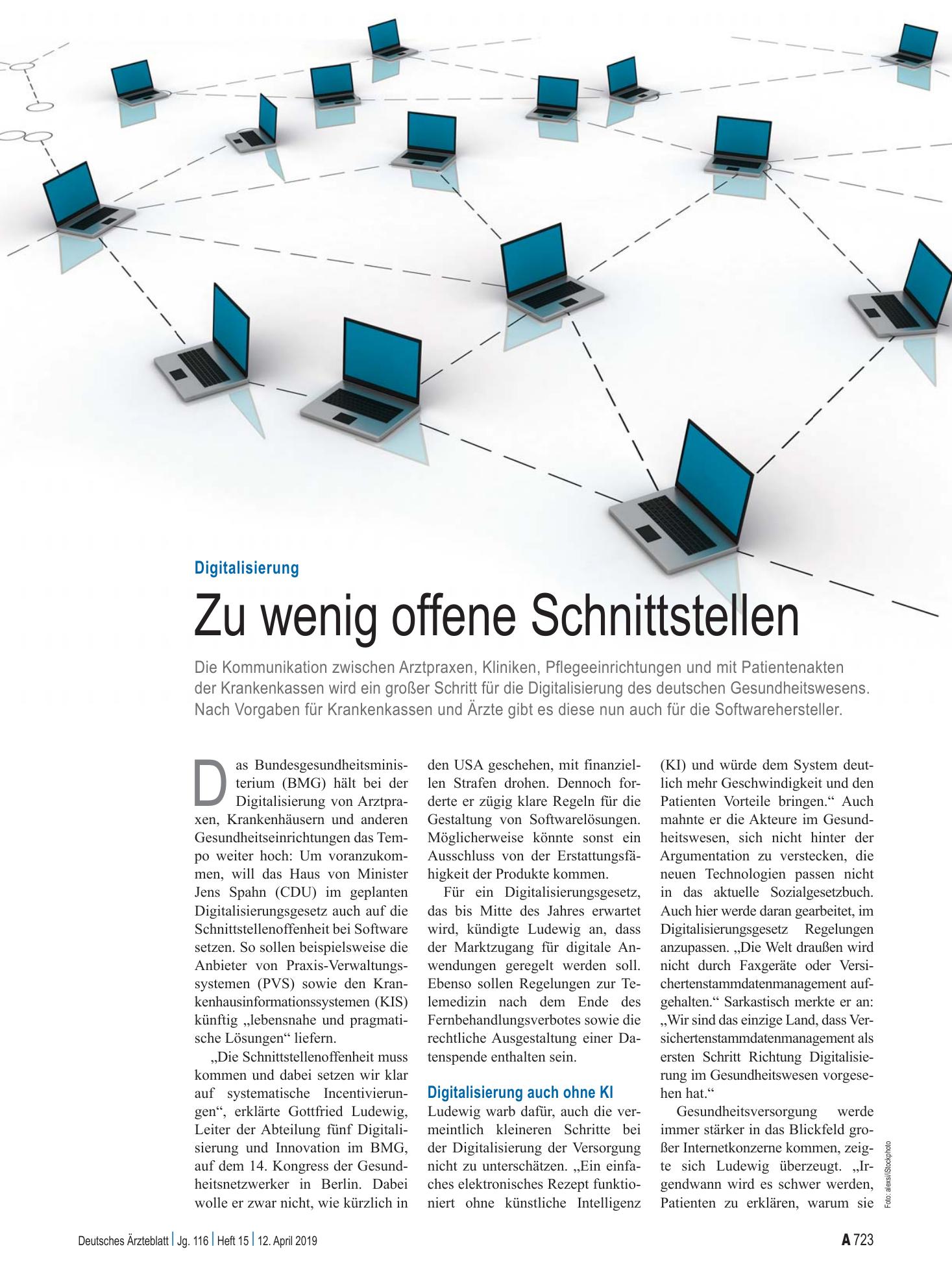 Vorschauseite 1: Digitalisierung: Zu wenig offene Schnittstellen – Deutsches Ärzteblatt