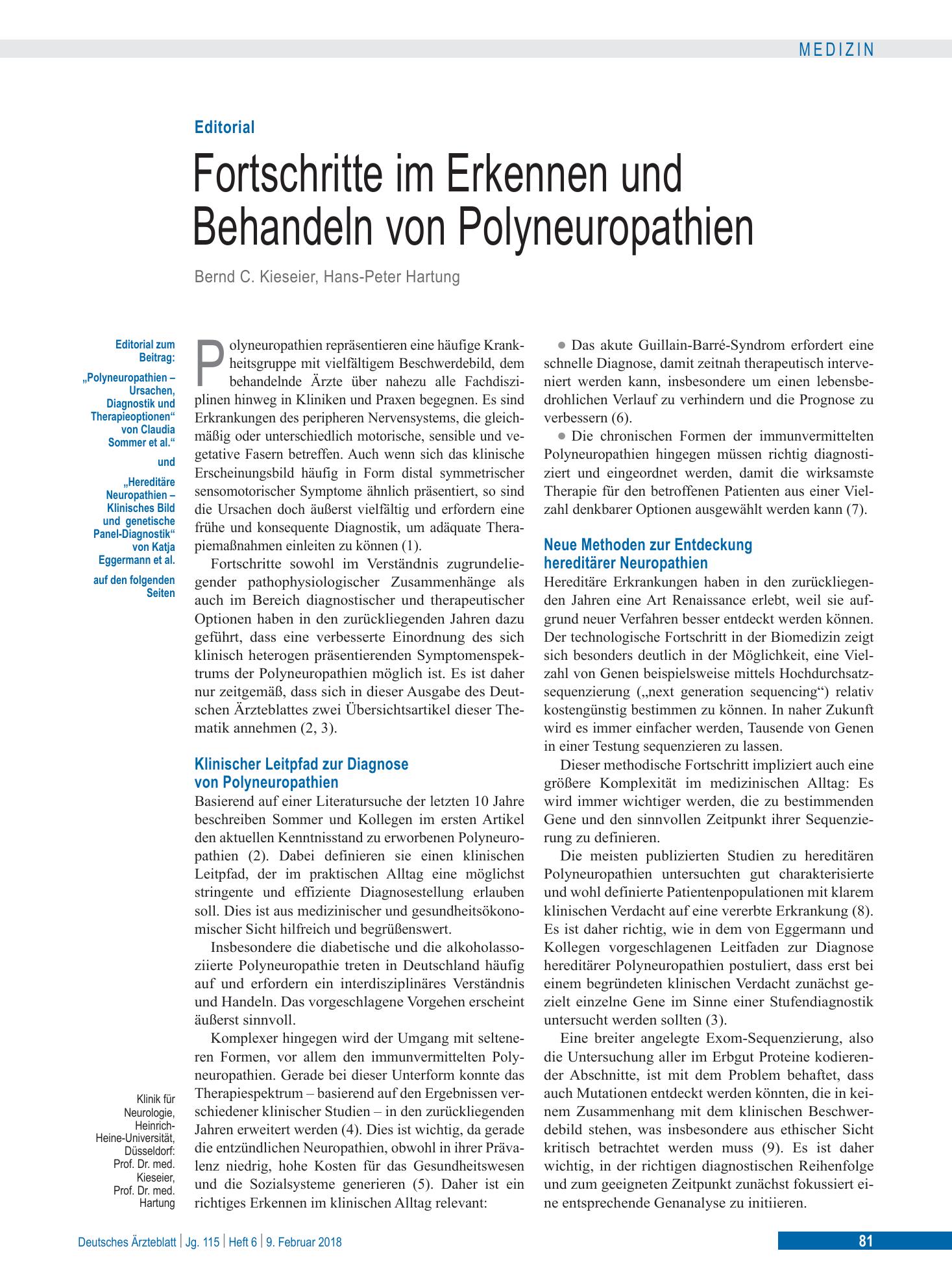 Vorschauseite 1: Polyneuropathien – Deutsches Ärzteblatt