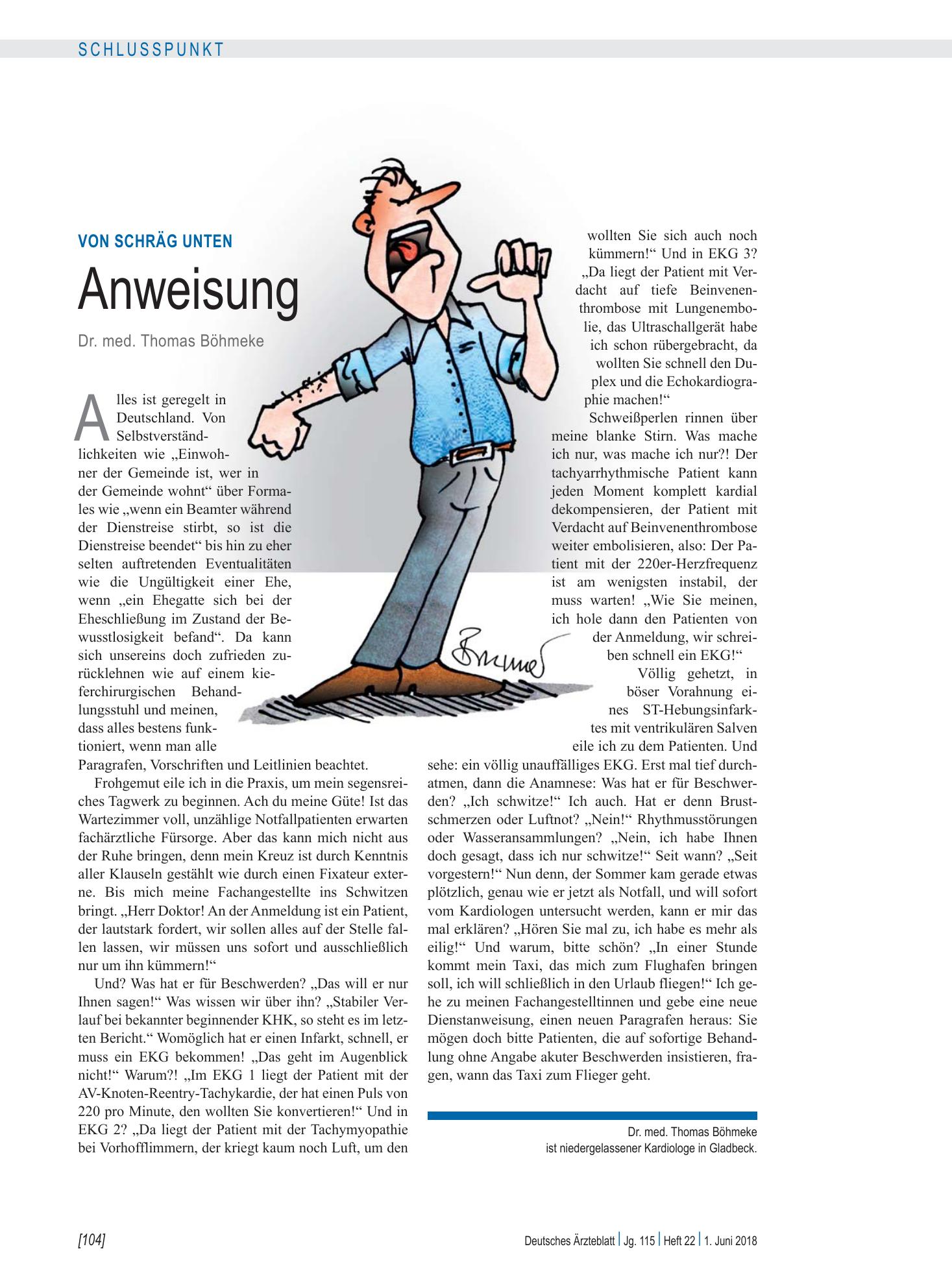 Vorschauseite 1: Von schräg unten: Anweisung – Deutsches Ärzteblatt