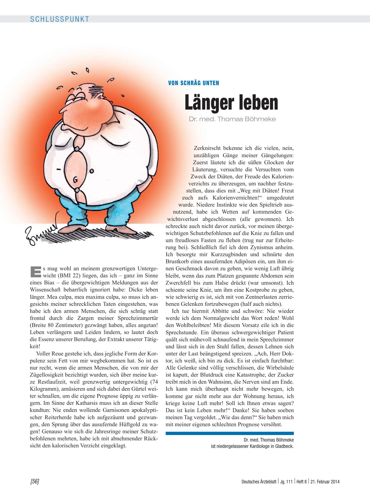 Vorschauseite 1: Von schräg unten: Länger leben – Deutsches Ärzteblatt