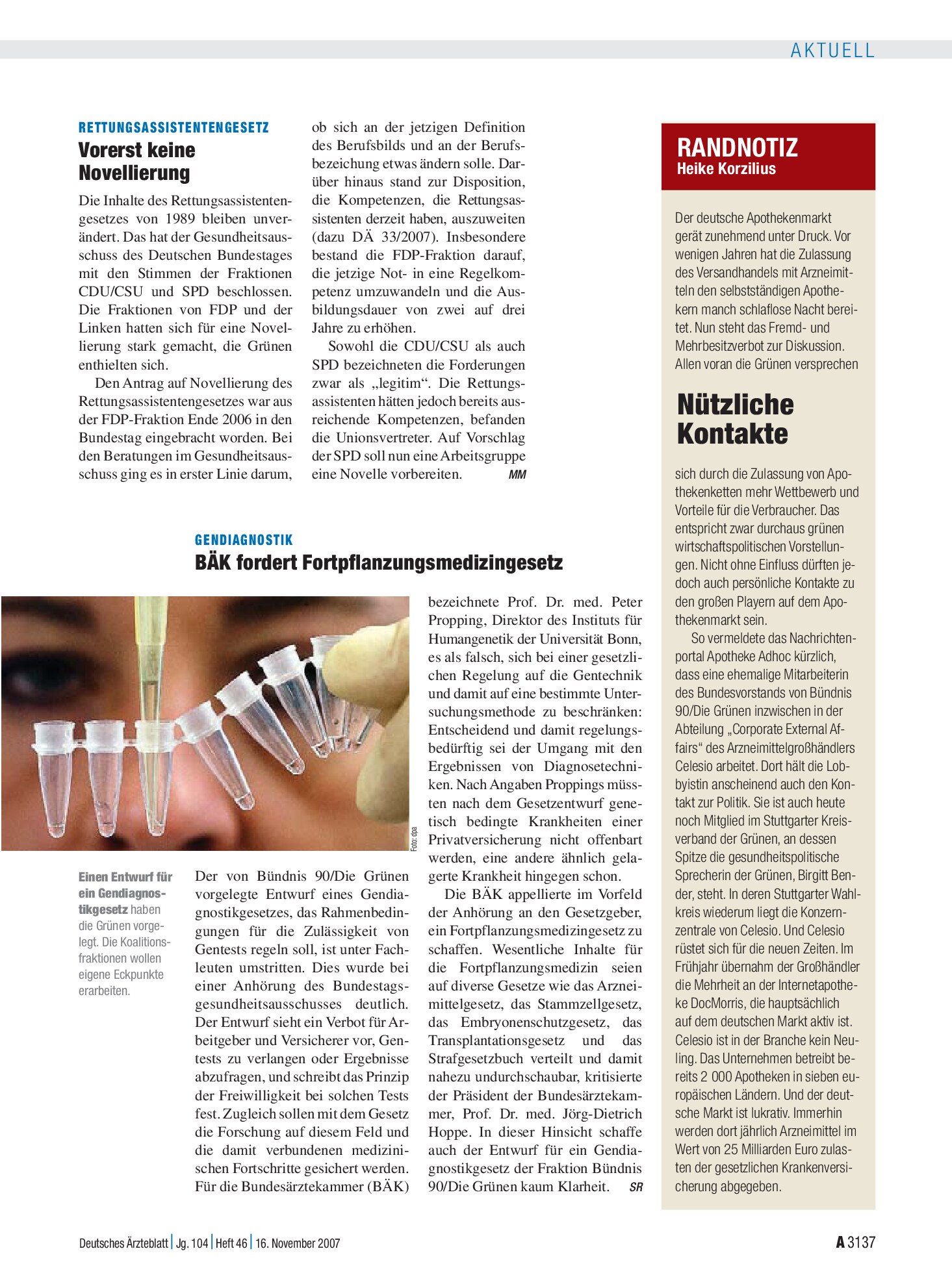 Vorschauseite 1: RANDNOTIZ: Nützliche Kontakte – Deutsches Ärzteblatt