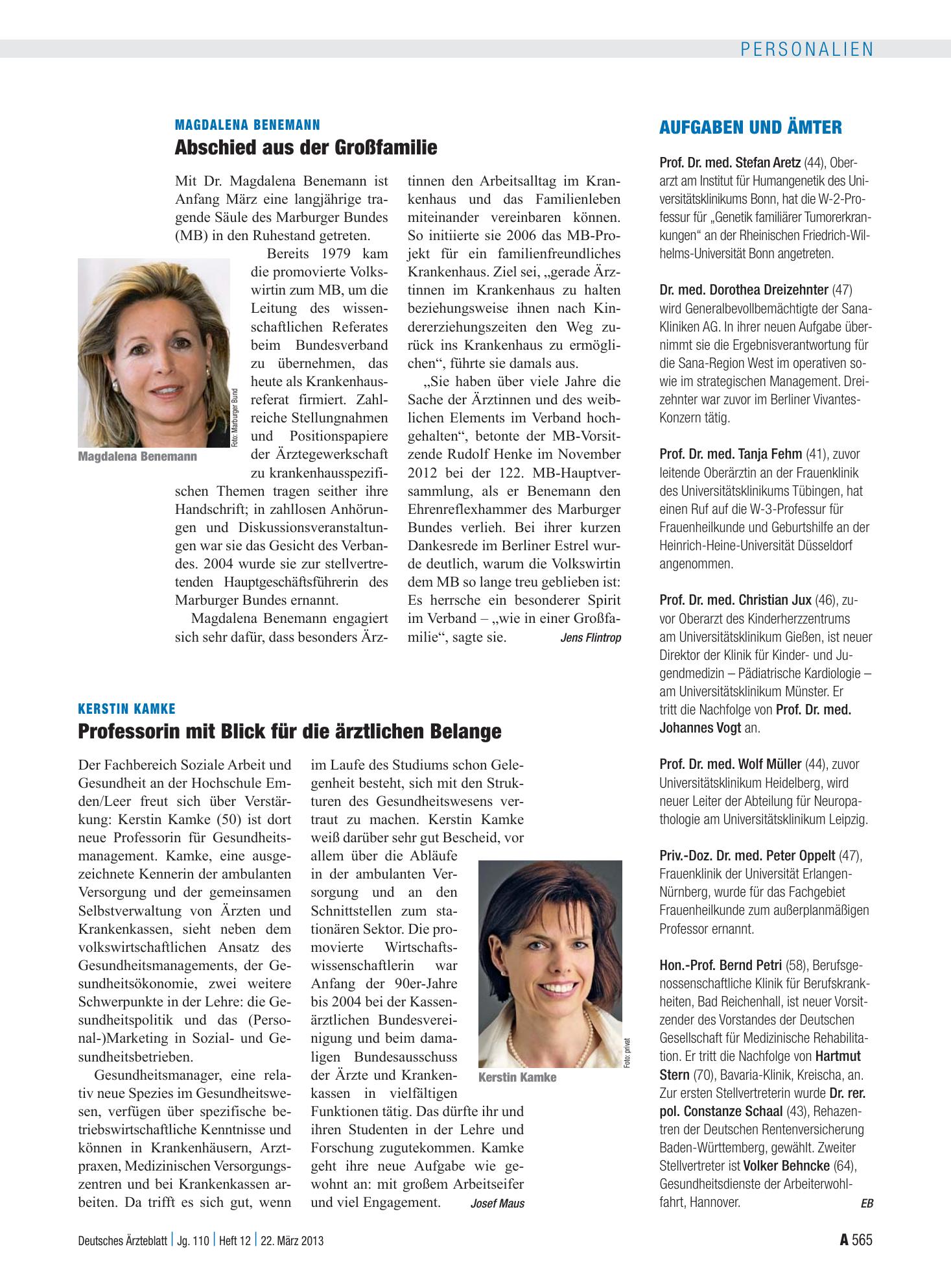 Vorschauseite 1: Aufgaben und Ämter – Deutsches Ärzteblatt