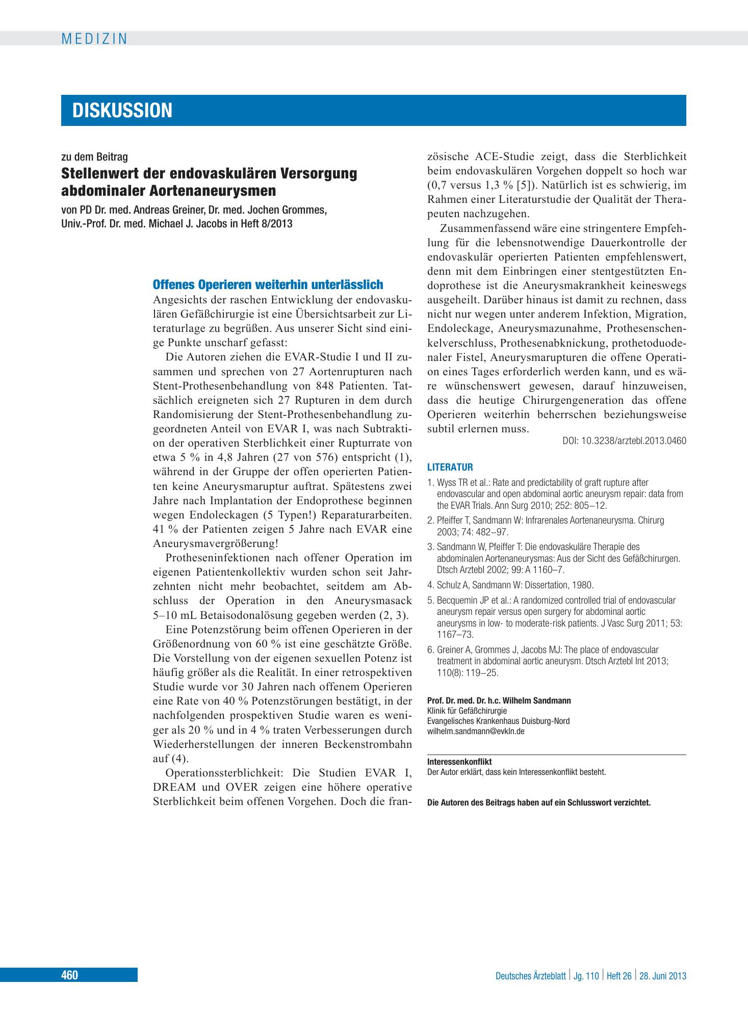 Vorschauseite 1: Offenes Operieren weiterhin unterlässlich – Deutsches Ärzteblatt