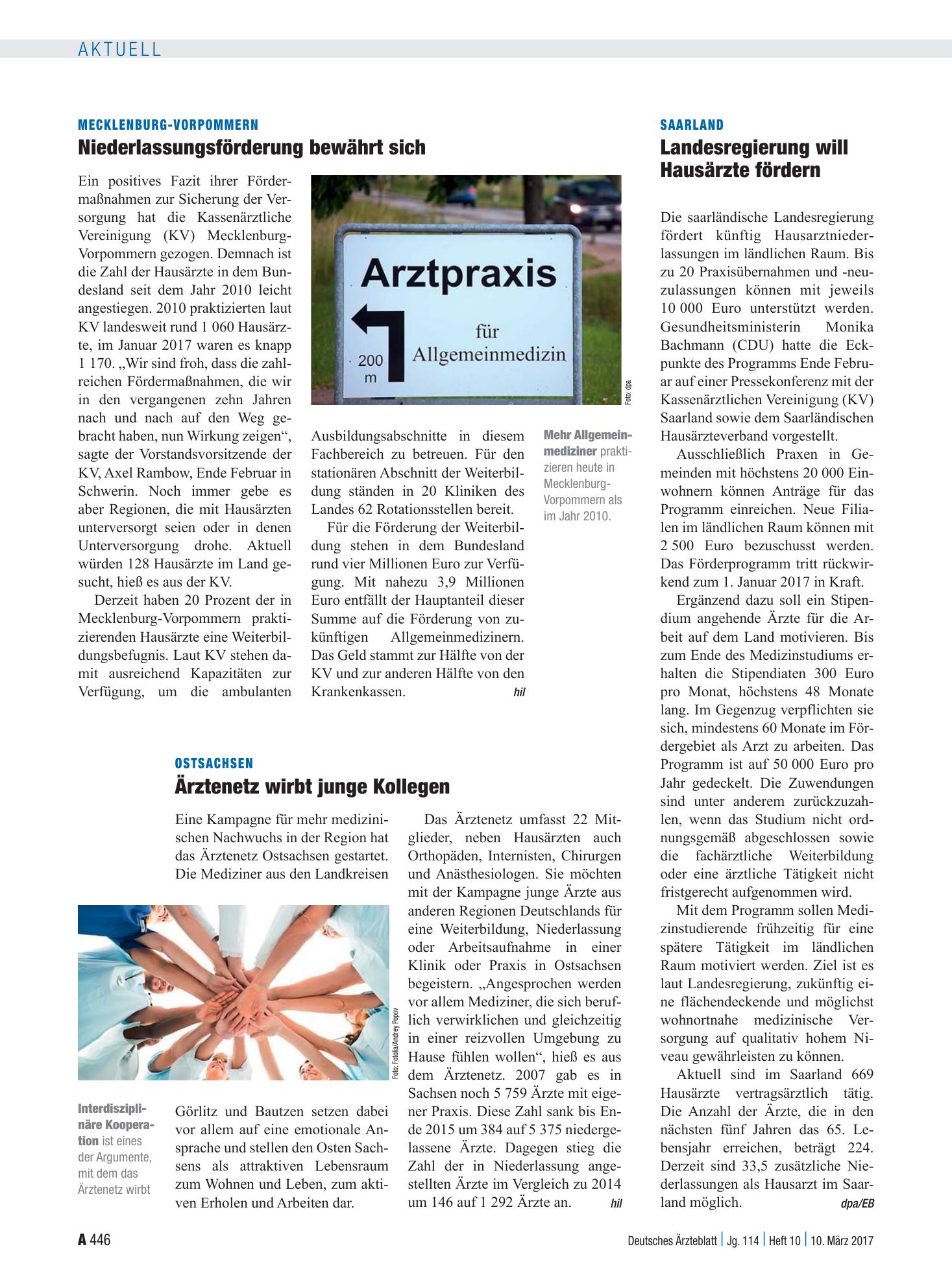Vorschauseite 1: Saarland: Landesregierung will Hausärzte fördern – Deutsches Ärzteblatt