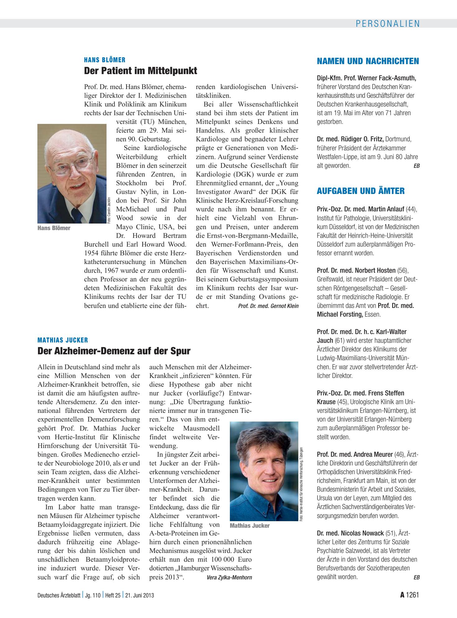 Vorschauseite 1: Aufgaben und Ämter – Deutsches Ärzteblatt