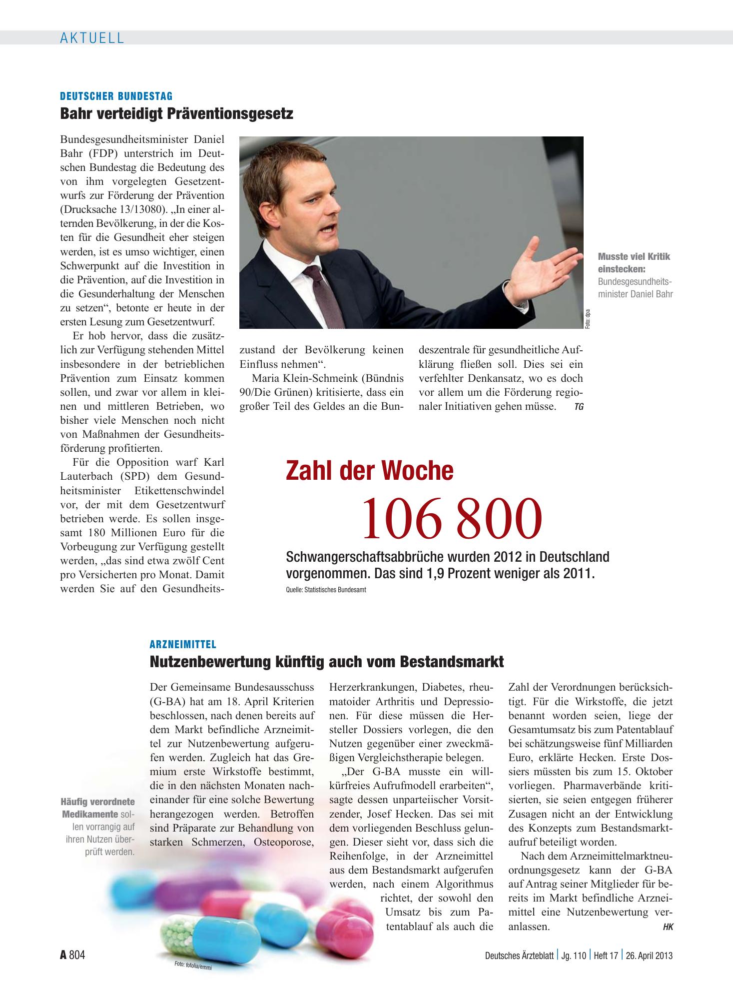 Vorschauseite 1: Zahl der Woche 106 800 – Deutsches Ärzteblatt