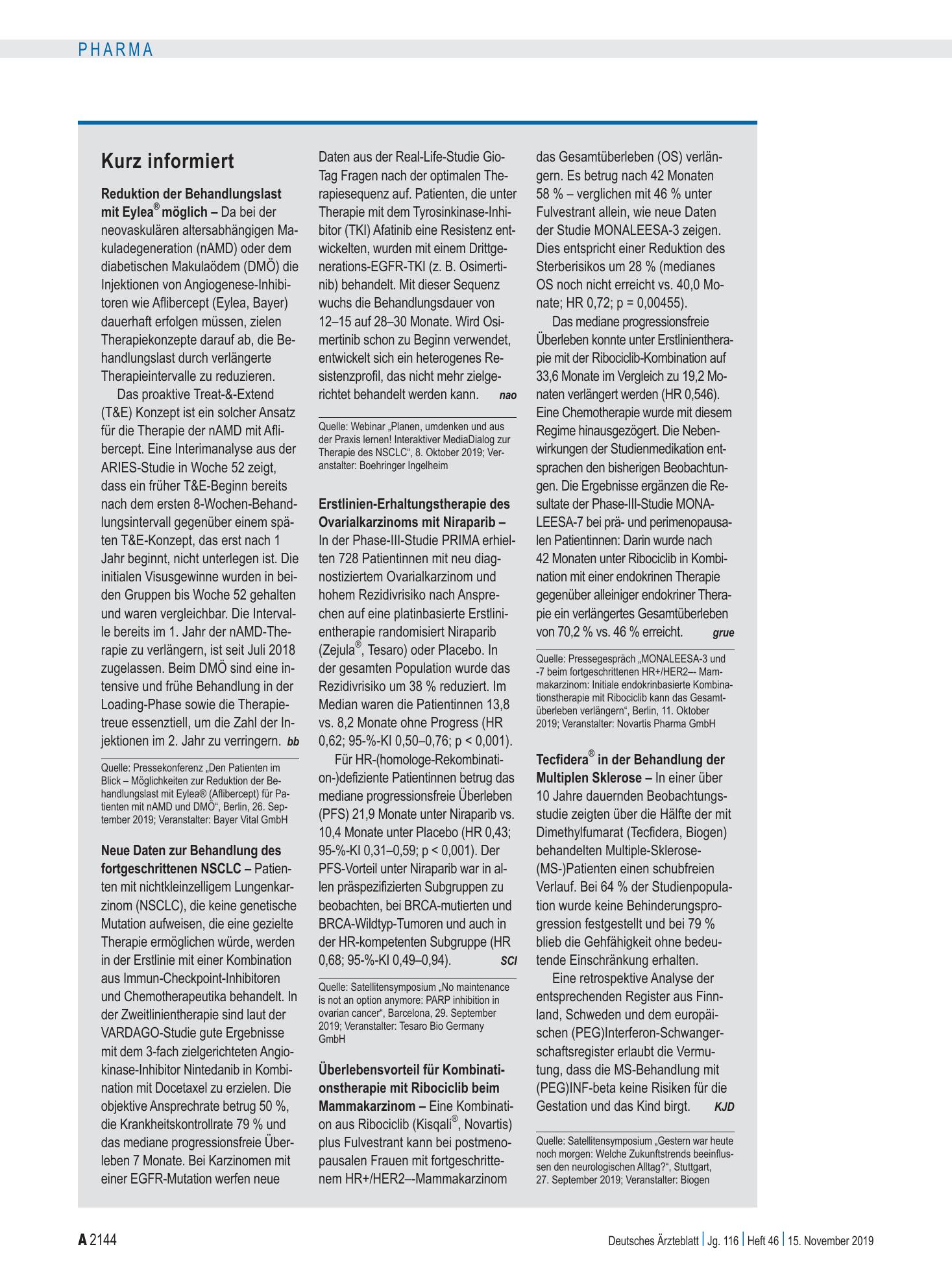 Vorschauseite 1: Kurz informiert – Deutsches Ärzteblatt