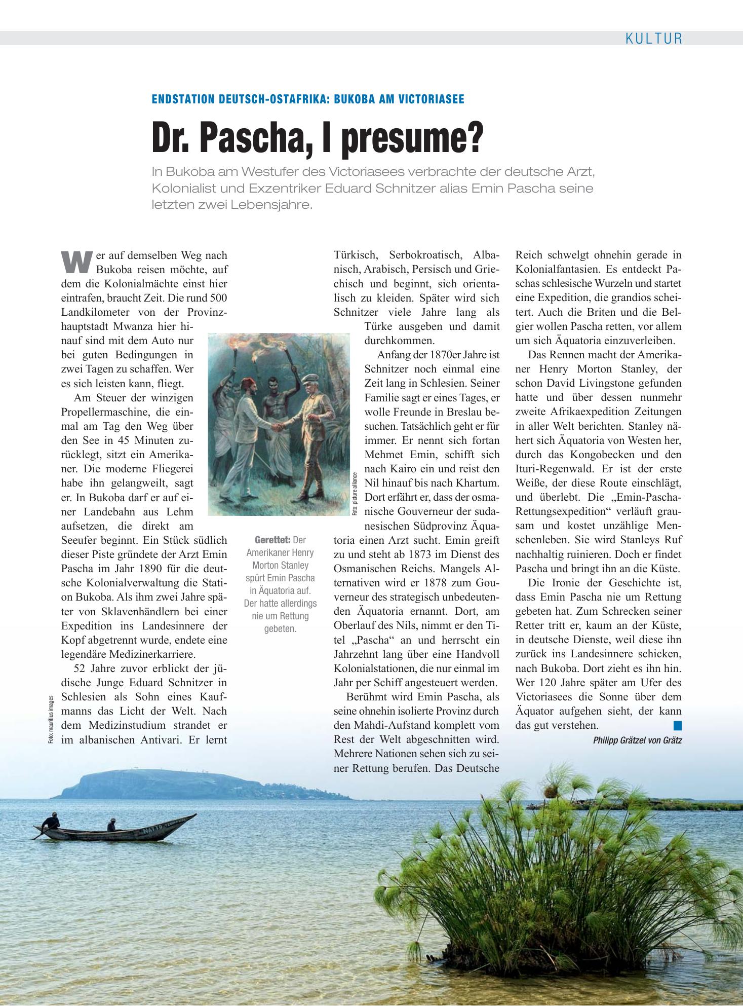 Vorschauseite 1: Endstation Deutsch-Ostafrika: Bukoba am Victoriasee: Dr. Pascha, I presume? – Deutsches Ärzteblatt