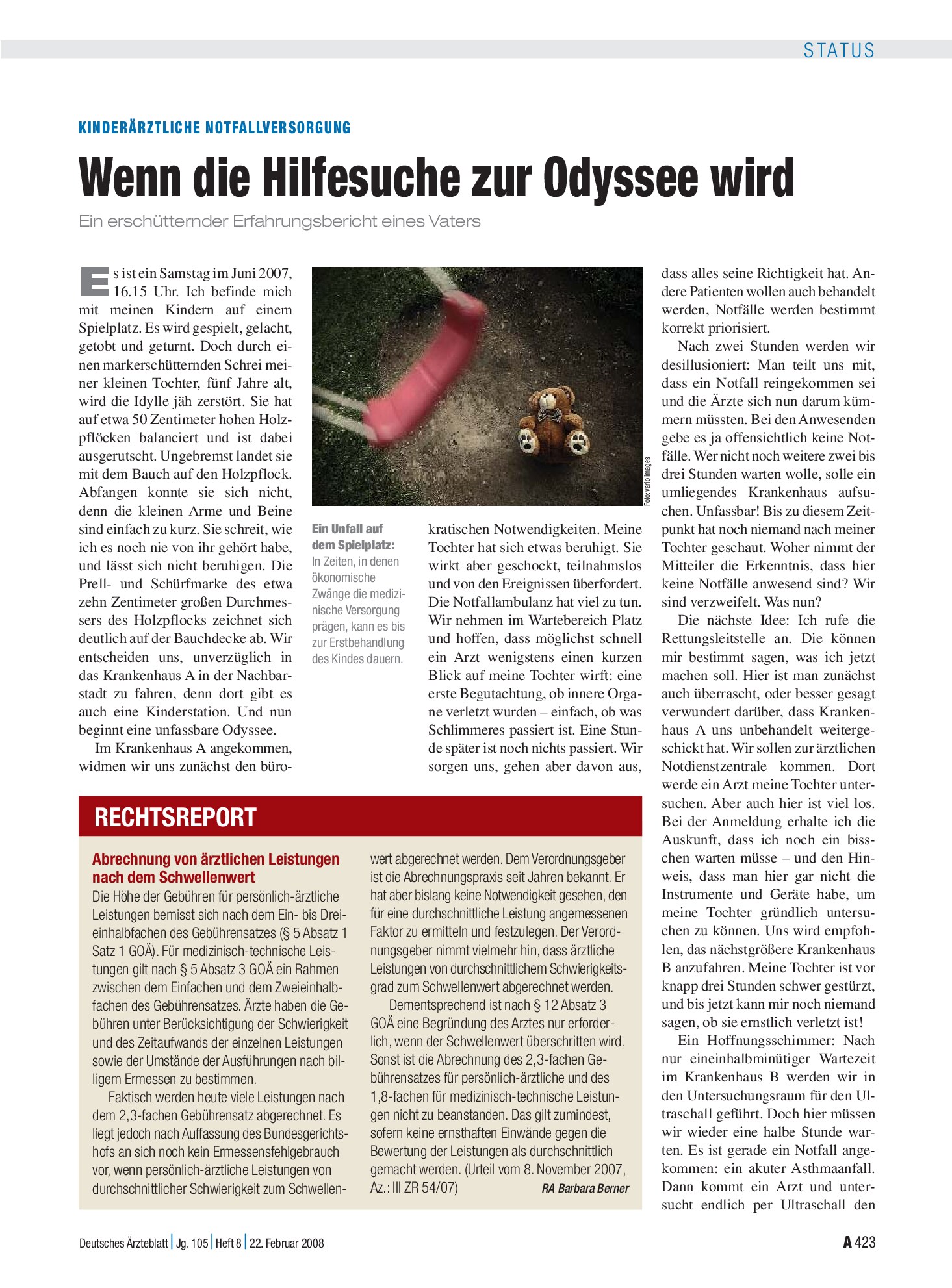 Vorschauseite 1: Rechtsreport – Deutsches Ärzteblatt