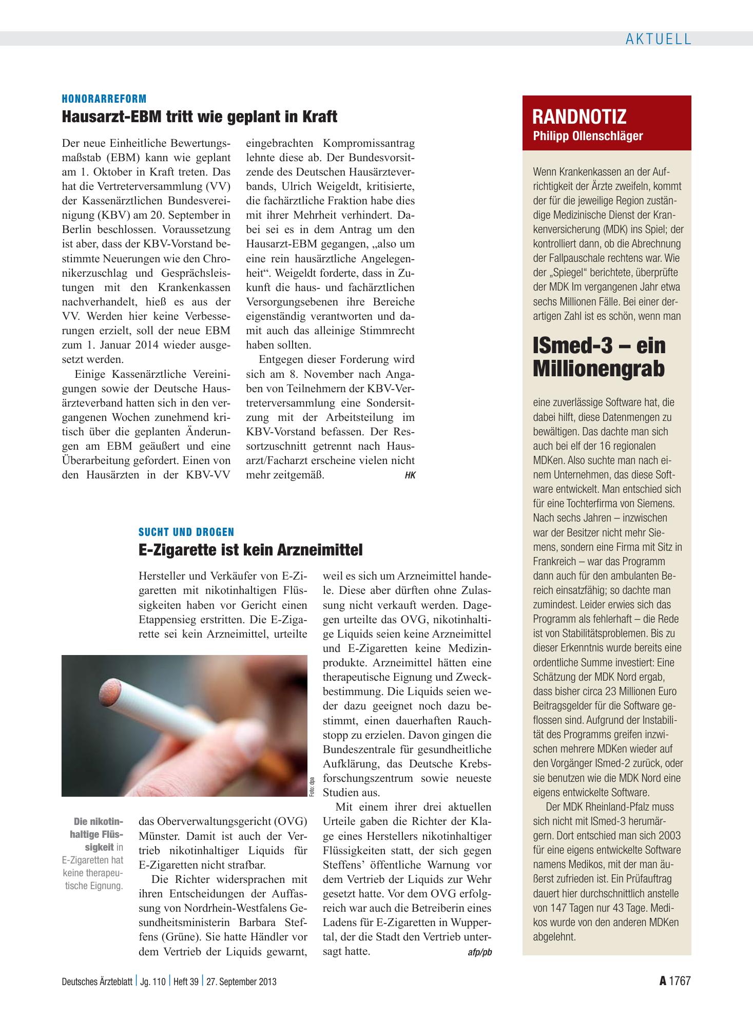 Vorschauseite 1: Randnotiz: ISmed-3 – ein Millionengrab – Deutsches Ärzteblatt