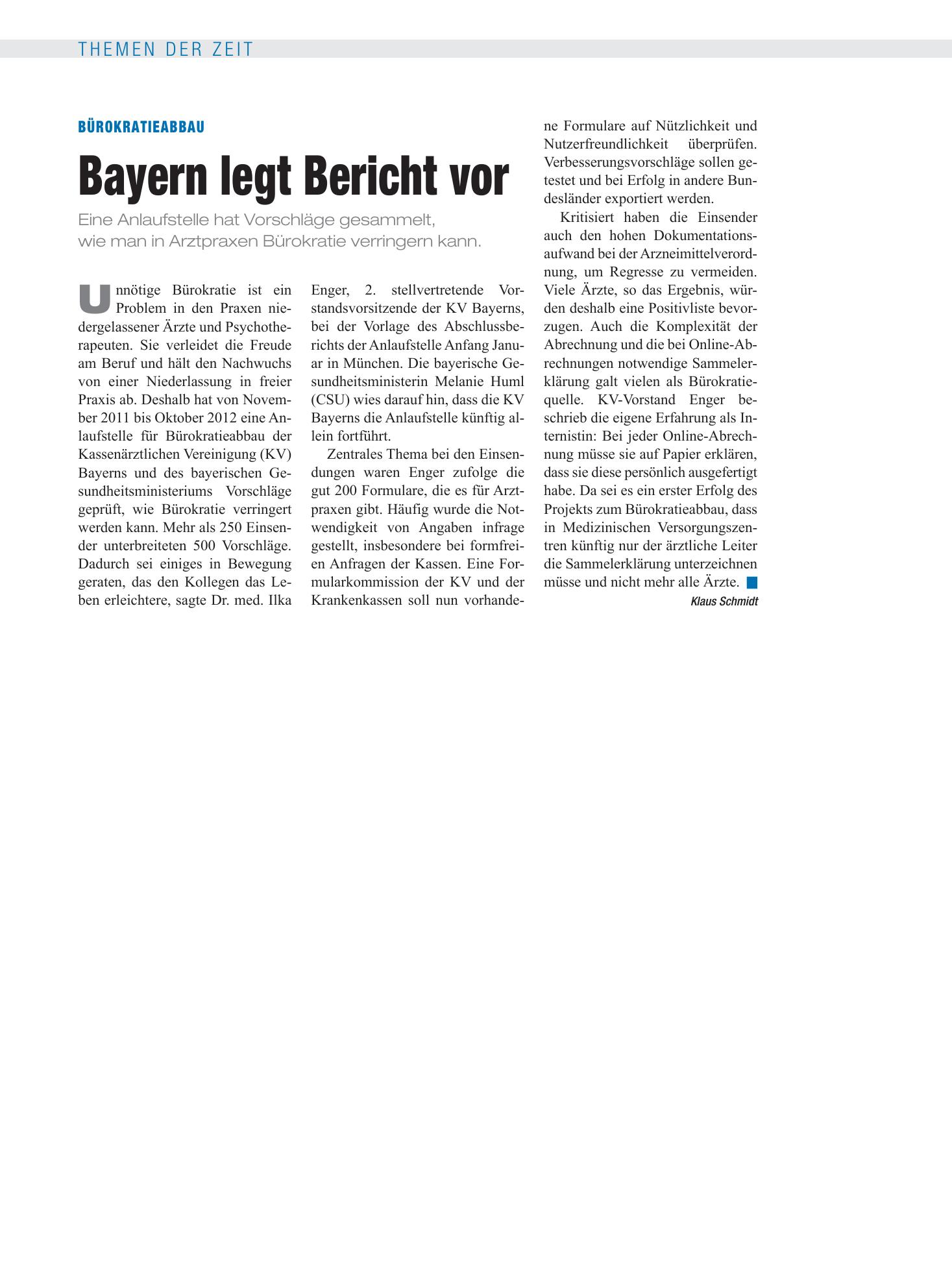 Vorschauseite 1: Bürokratieabbau: Bayern legt Bericht vor – Deutsches Ärzteblatt