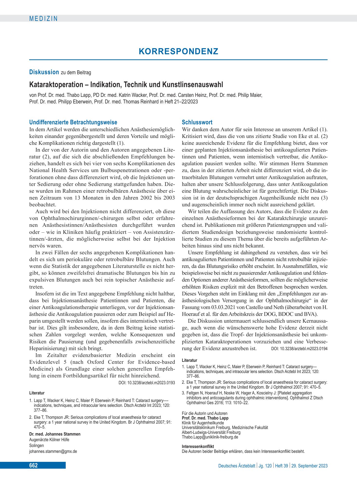 Vorschauseite 1: Schlusswort – Deutsches Ärzteblatt