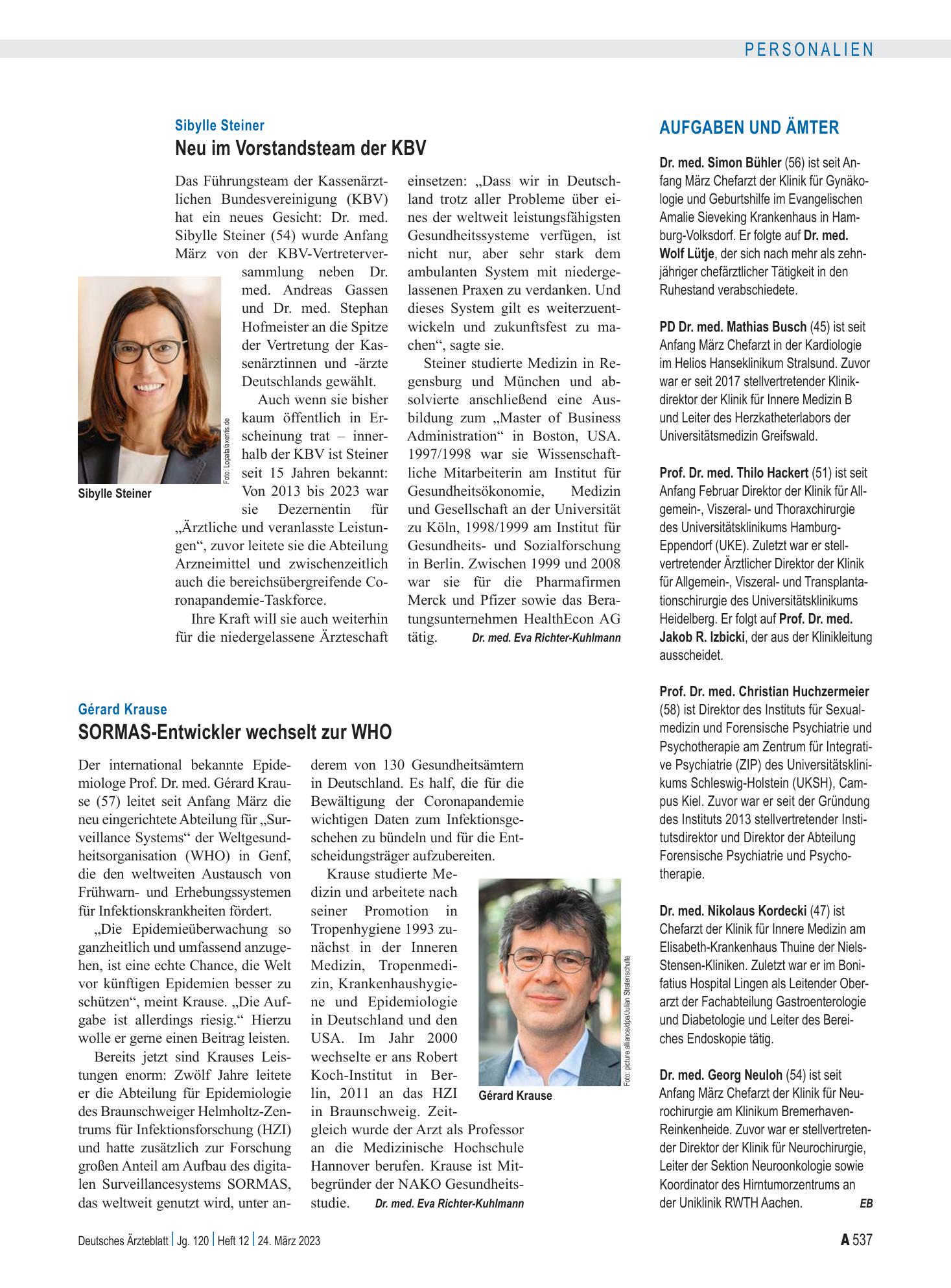 Vorschauseite 1: Aufgaben und Ämter – Deutsches Ärzteblatt