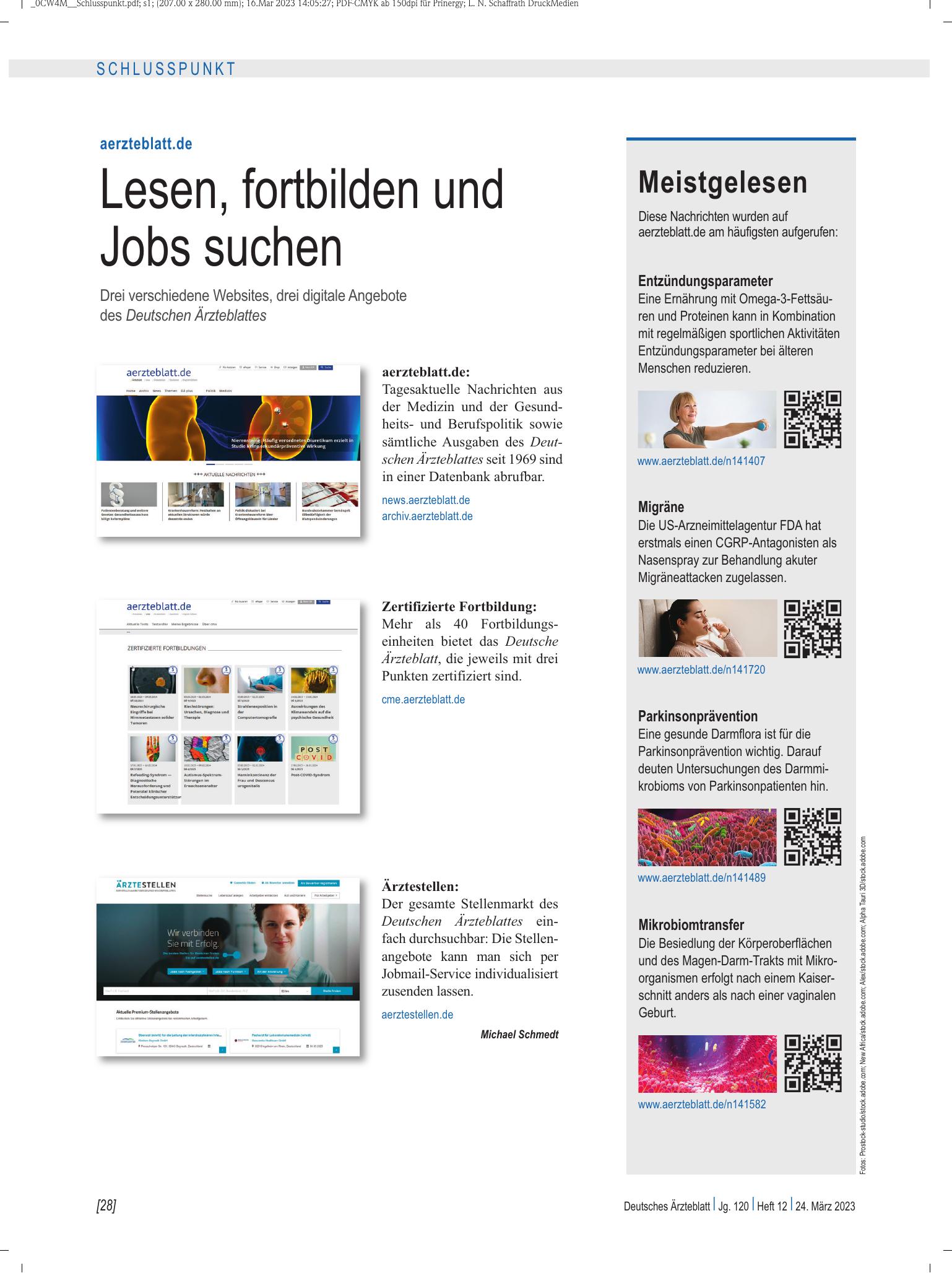 Vorschauseite 1: Meistgelesen – Deutsches Ärzteblatt