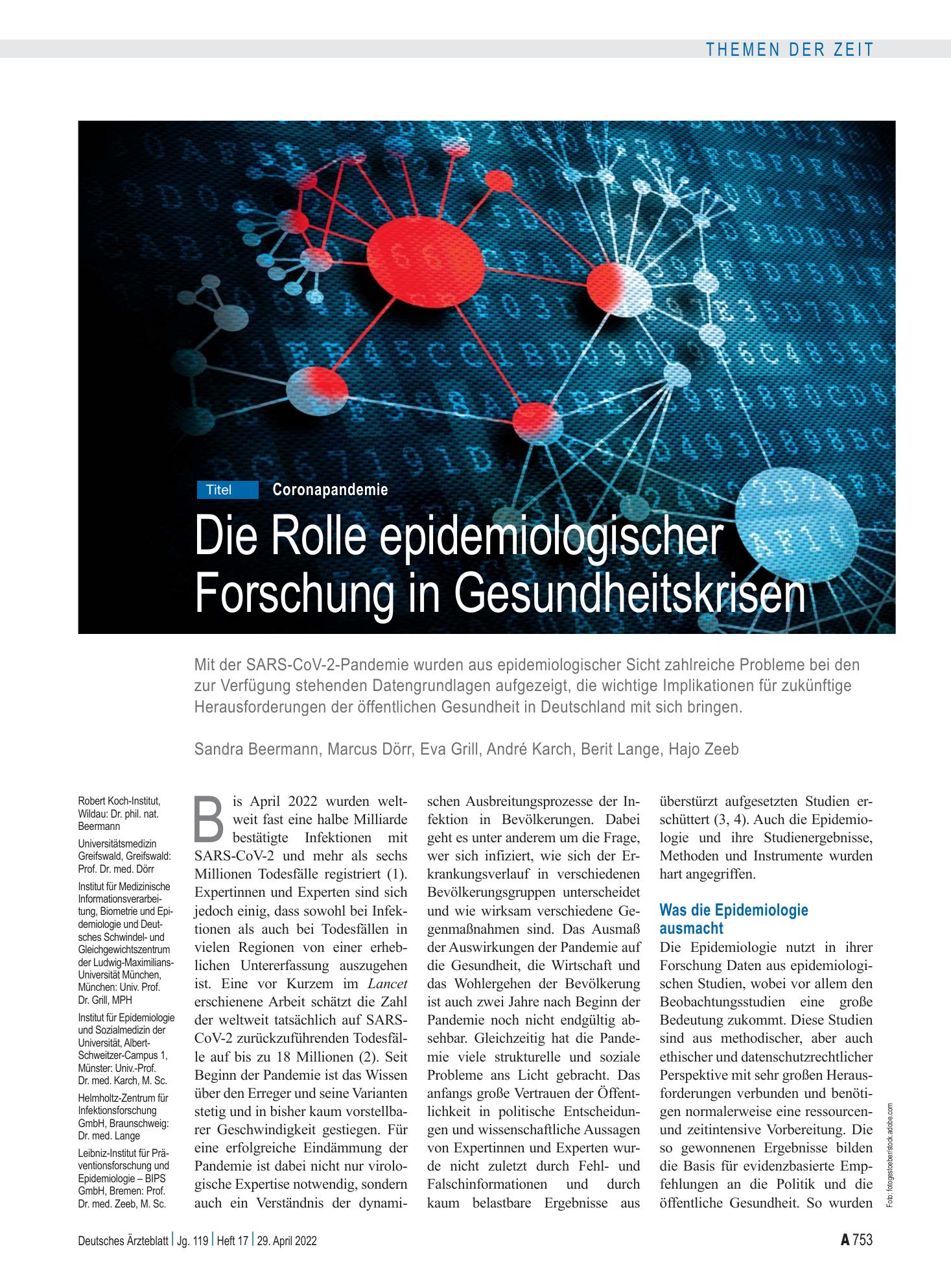 Vorschauseite 1: Coronapandemie: Die Rolle epidemiologischer Forschung in Gesundheitskrisen – Deutsches Ärzteblatt