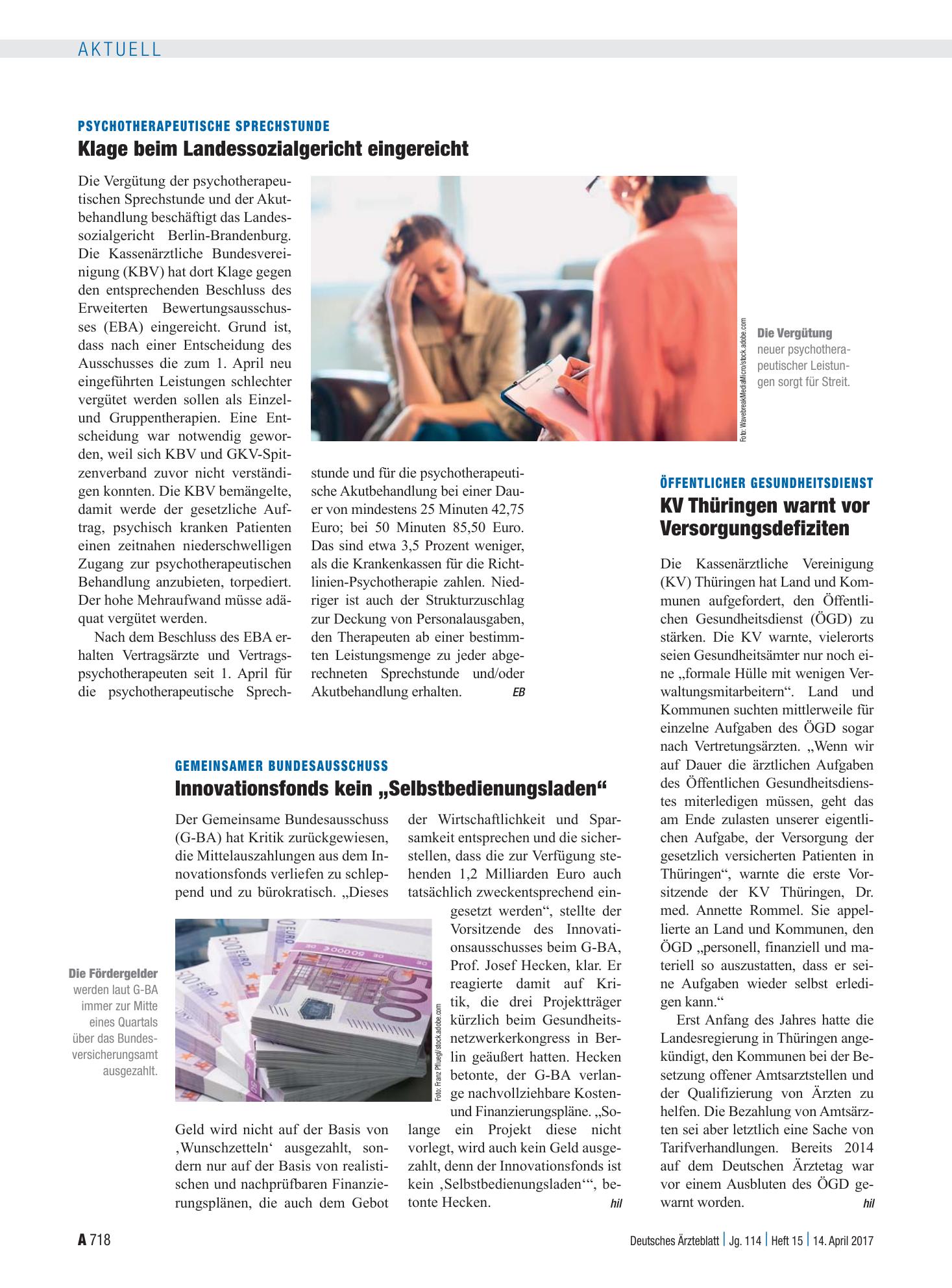 Vorschauseite 1: Öffentlicher Gesundheitsdienst: KV Thüringen warnt vor Versorgungsdefiziten – Deutsches Ärzteblatt