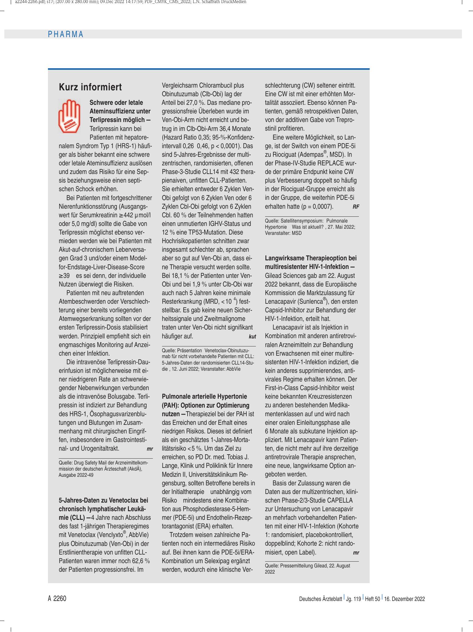 Vorschauseite 1: Kurz informiert – Deutsches Ärzteblatt