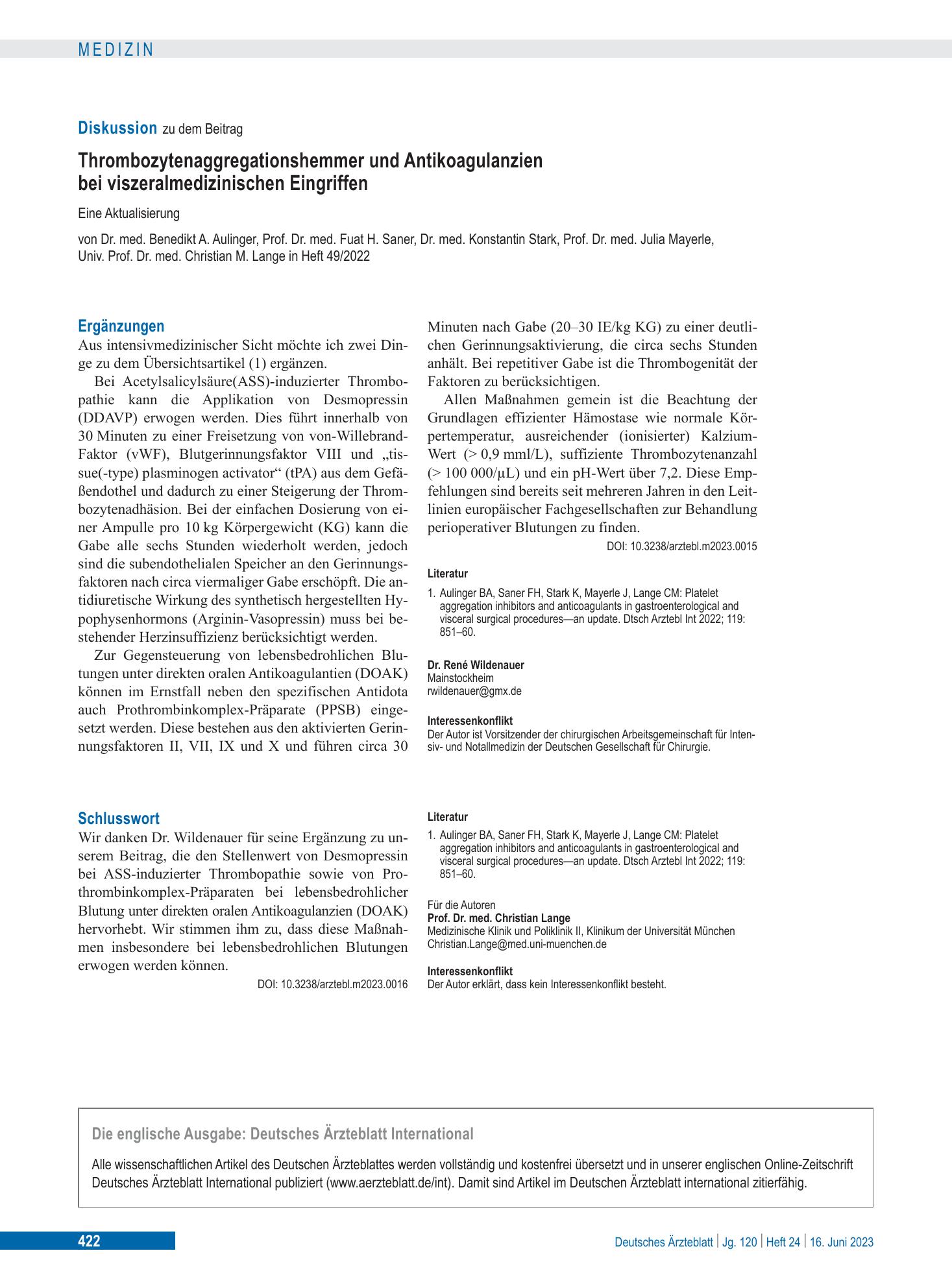 Vorschauseite 1: Schlusswort – Deutsches Ärzteblatt