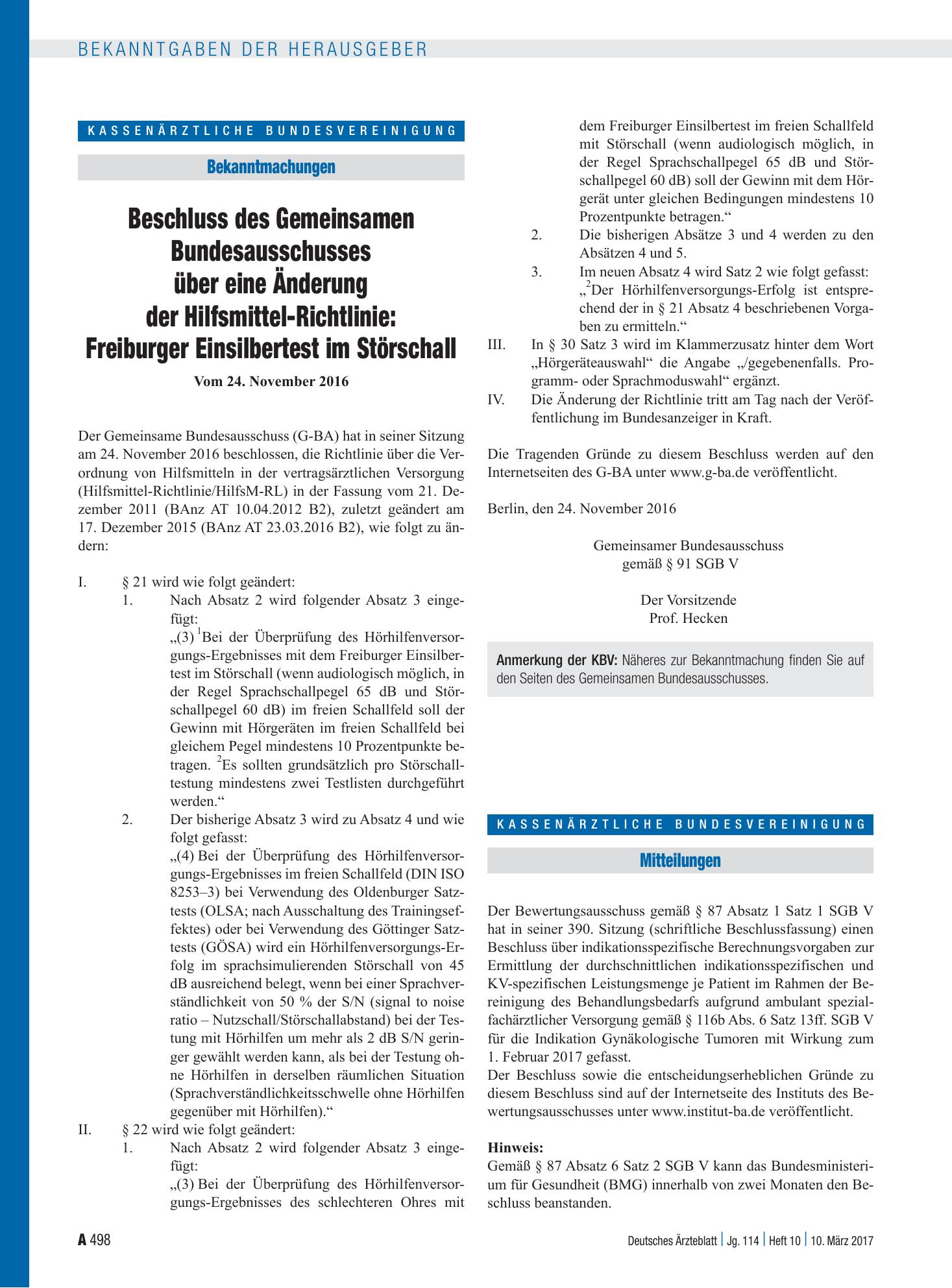 Vorschauseite 1: Mitteilungen – Deutsches Ärzteblatt