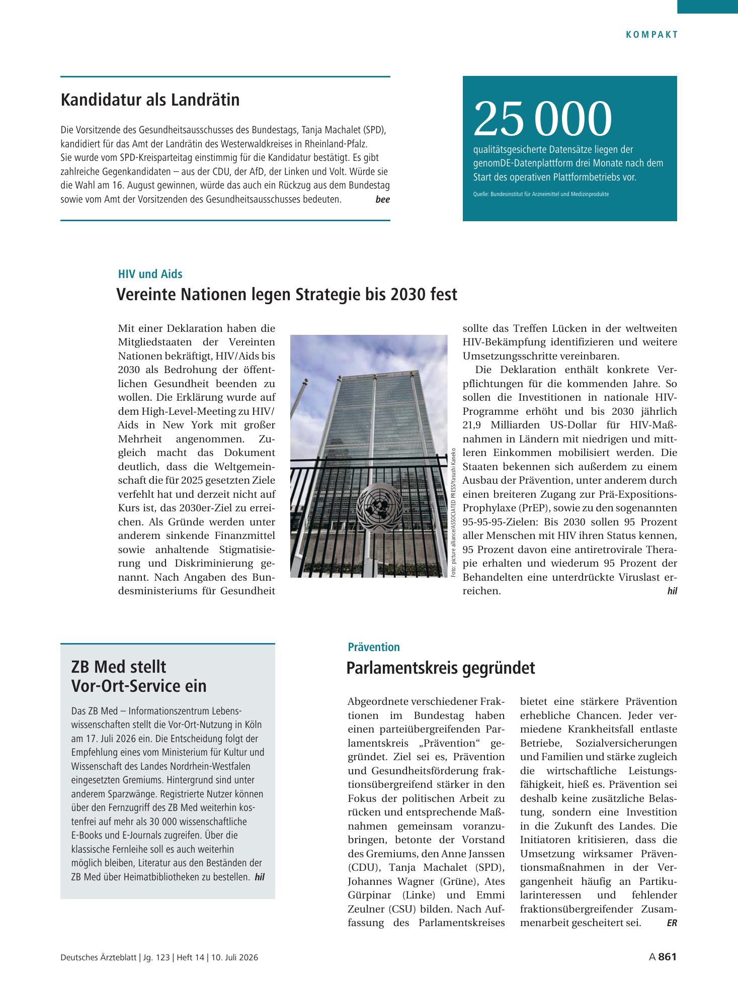 Vorschauseite 1: Zahl – Deutsches Ärzteblatt