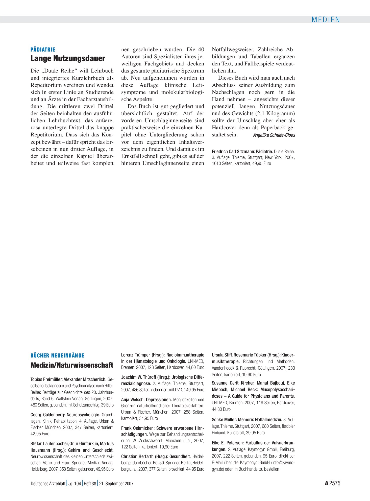 Vorschauseite 1: Pädiatrie. Duale Reihe – Deutsches Ärzteblatt