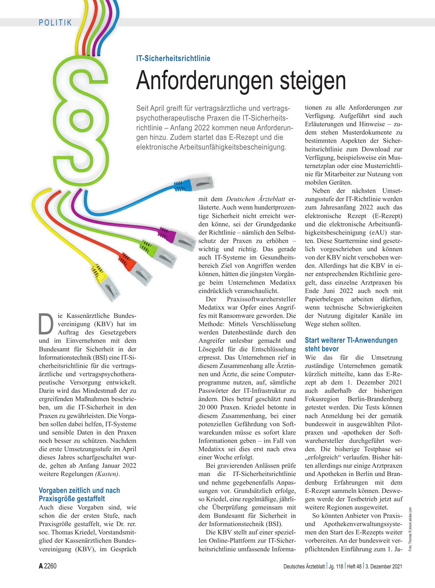 Vorschauseite 1: IT-Sicherheitsrichtlinie: Anforderungen steigen – Deutsches Ärzteblatt
