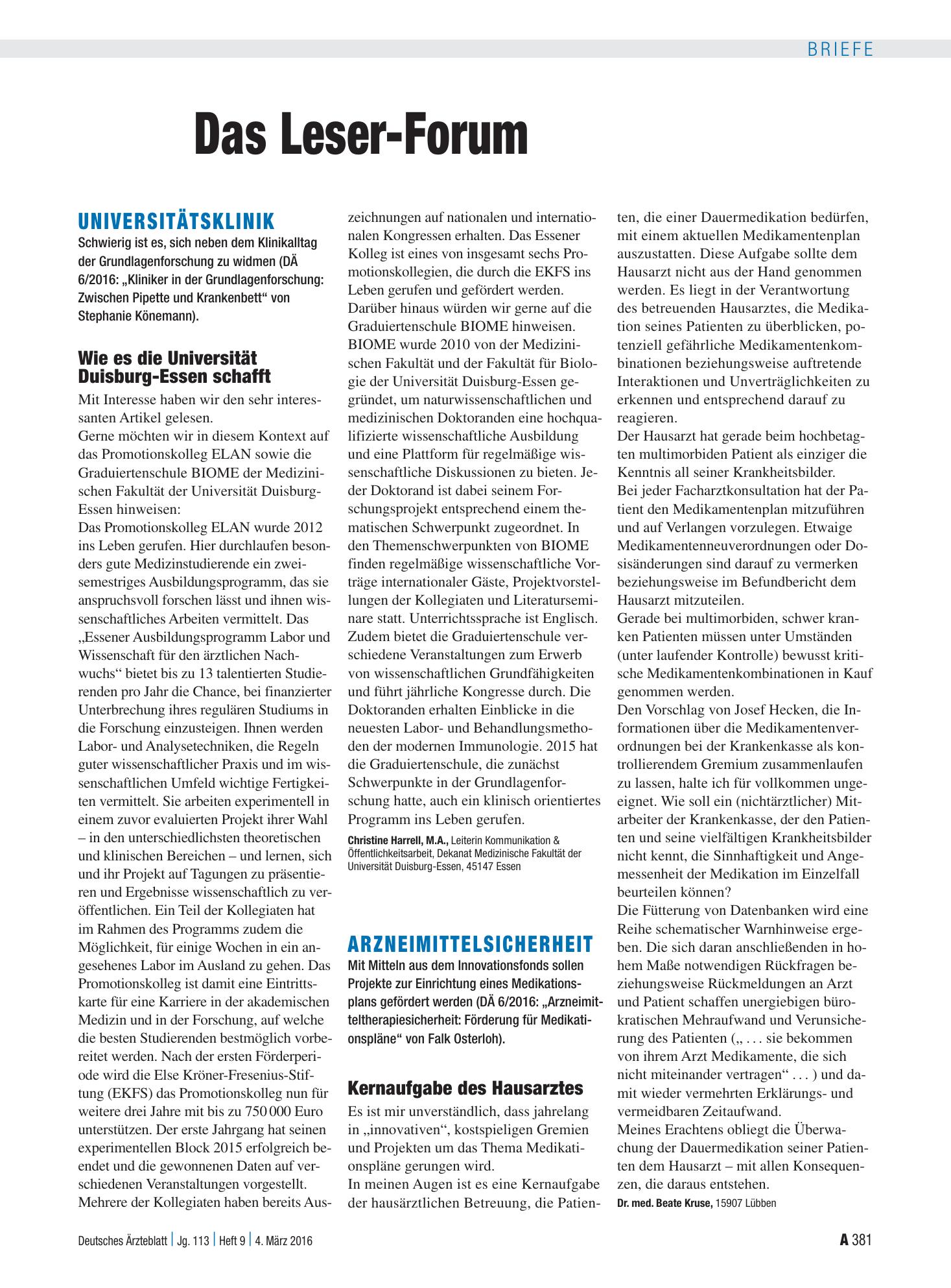 Vorschauseite 1: Arzneimittelsicherheit: Kernaufgabe des Hausarztes – Deutsches Ärzteblatt