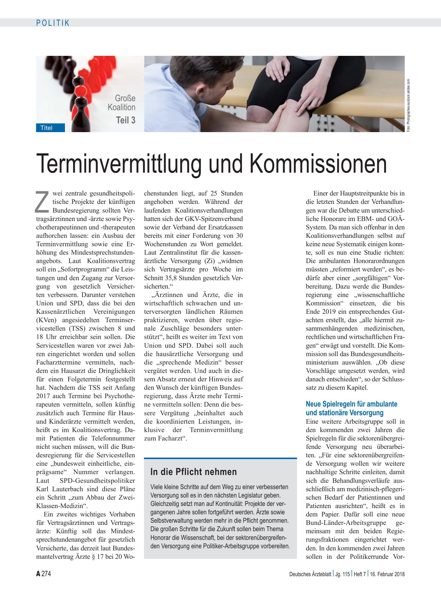Vorschauseite 1: Terminvermittlung und Kommissionen – Deutsches Ärzteblatt